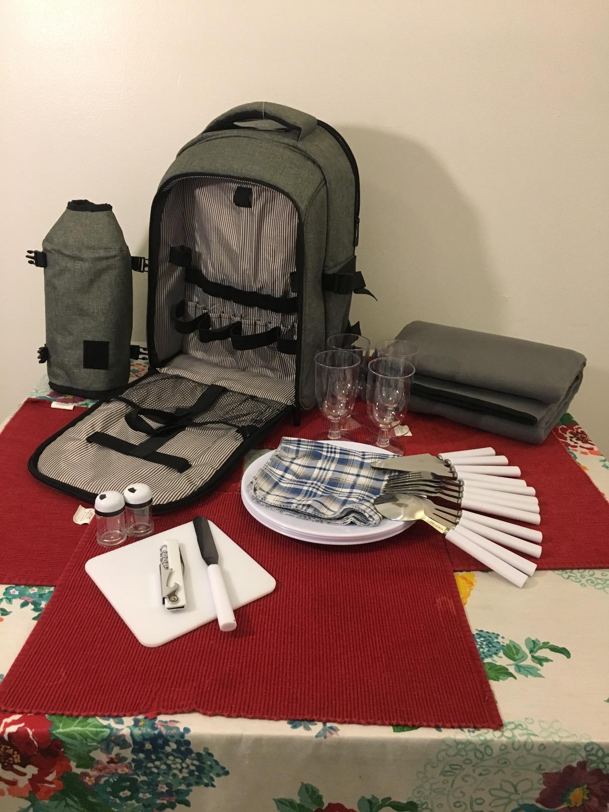 Hap Tim Picnic Basket Backpack for 2 Person with 2 Insulated Cooler Compartment, Wine Holder, Fleece Blanket, Cutlery Set, Wedding Gifts for Couples, Bridal Shower Gifts, Engagement Gifts customer photo 2