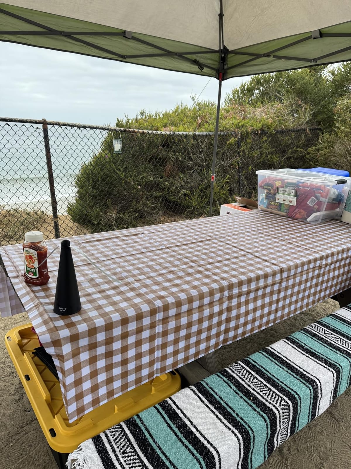 Romanstile Rectangle Vinyl Tablecloth, 100% Waterproof Buffalo Gingham Plastic Table Cloth, Heavy Duty Wipeable Checkered Table Covers for Outdoor, Camping, Picnic, Patio - 54 x 78, Light Blue customer photo 2