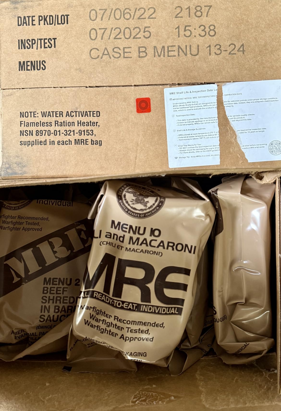 U.S. MRE Variety Pack of 12, A or B Case Random | MRE Kit Emergency-Ready - 12-Meal Variety Pack w/ Flameless Heater, Entree & Dessert, Survival Ration customer photo 2