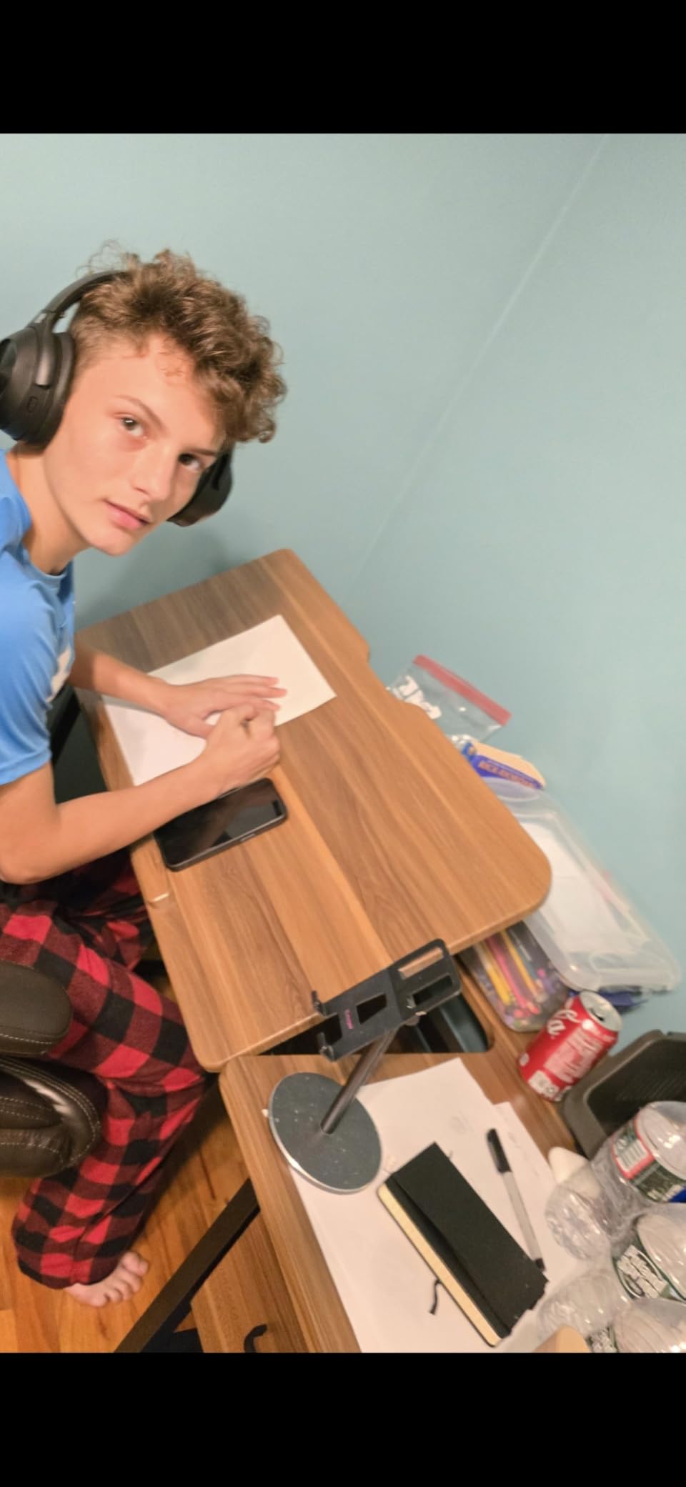 Tribesigns Drafting Table with Storage Drawers, Drawing Computer Desk Artist Craft Table Painting Desk Workstation with Shelves and Tiltable Tabletop for Students, Home Office customer photo 2