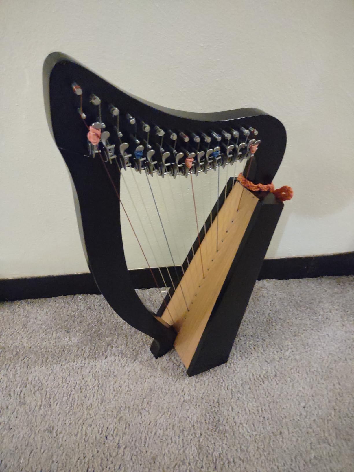 15 Strings Levers Harp Irish Highland Solid Rosewood Black Finished Tuning Key Extra Set customer photo 1