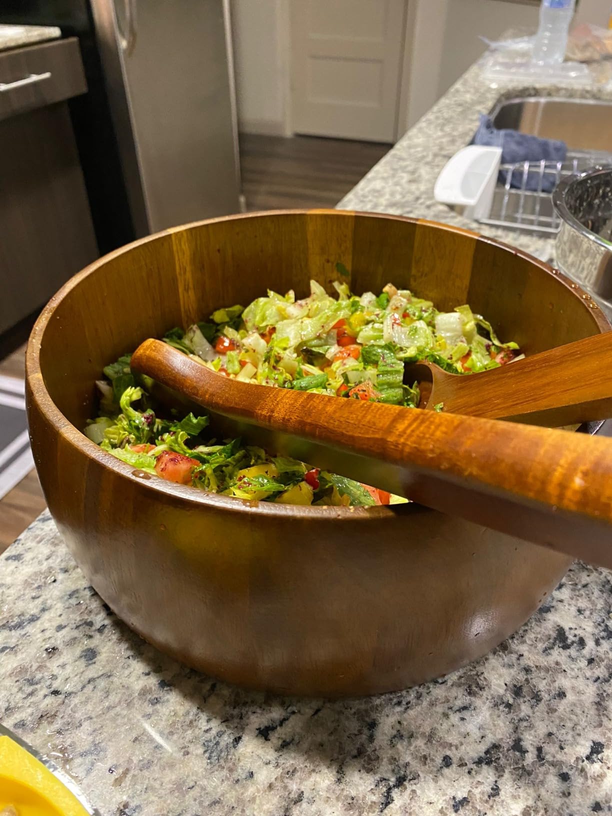 Gibson Home Sherwood 3-Piece Acacia Wood Salad Bowl Set, 32 Quart Large Serving Bowls, Natural Finish, Durable & Eco-Friendly customer photo 1