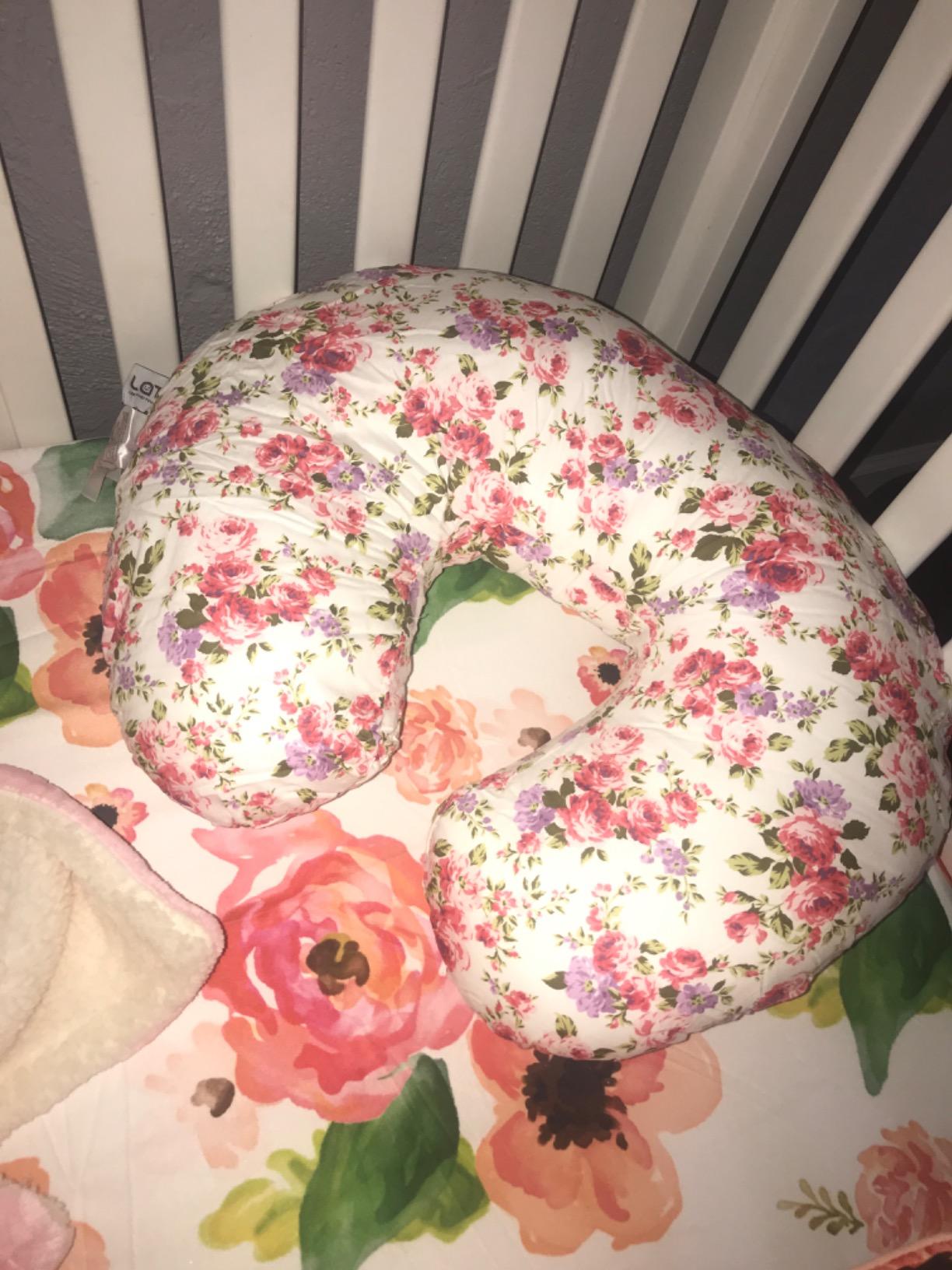 LAT Nursing Pillow for Breastfeeding,100% Cotton Removable Cover,Ergonomic Breast Feeding Pillows for Mom and Baby,Machine Washable(Giraffe & Elephant) customer photo 1