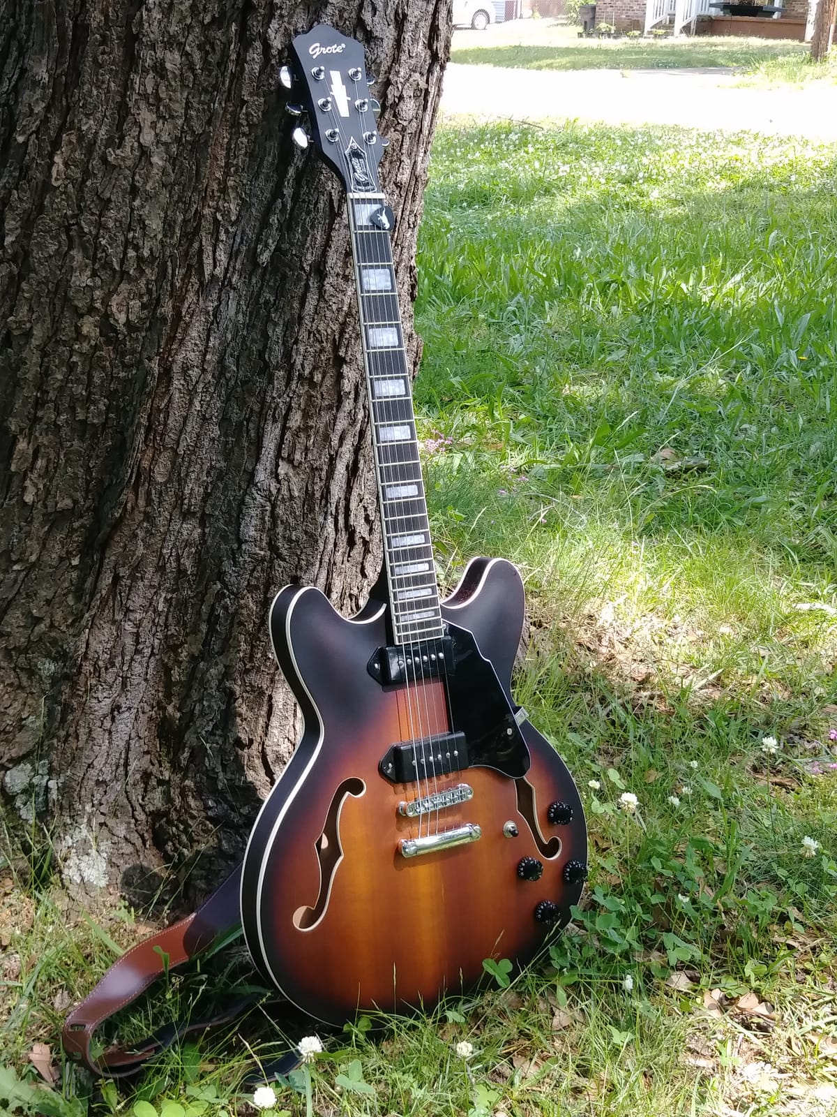 GROTE Electric Guitar Semi-Hollow Body Guitar matte finished P90 Pickups (Green) customer photo 1