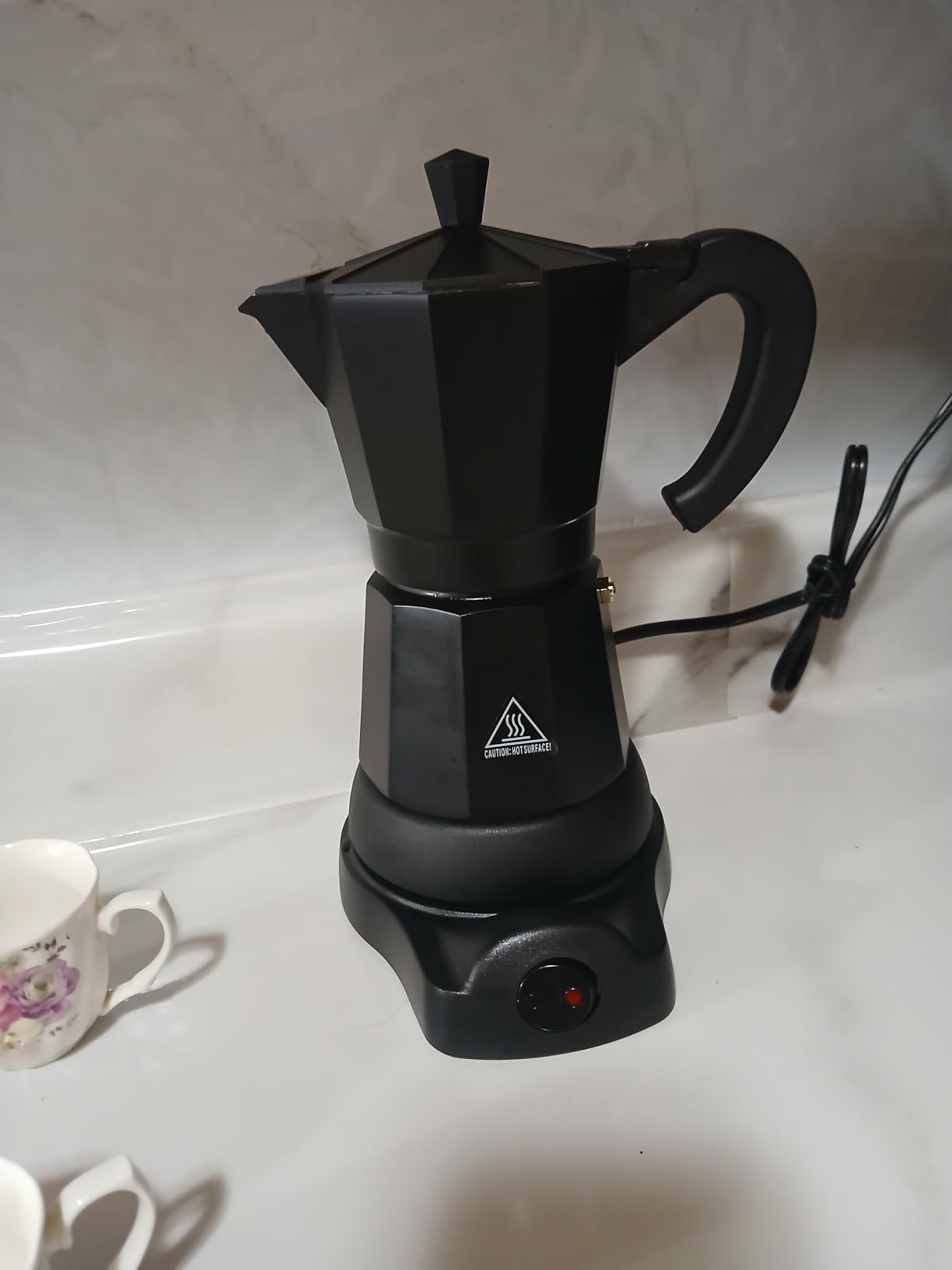SHANGSKY Coffee Pot Electric Moka Pot 6 Cup, Aluminum Espresso Coffee Maker customer photo 2