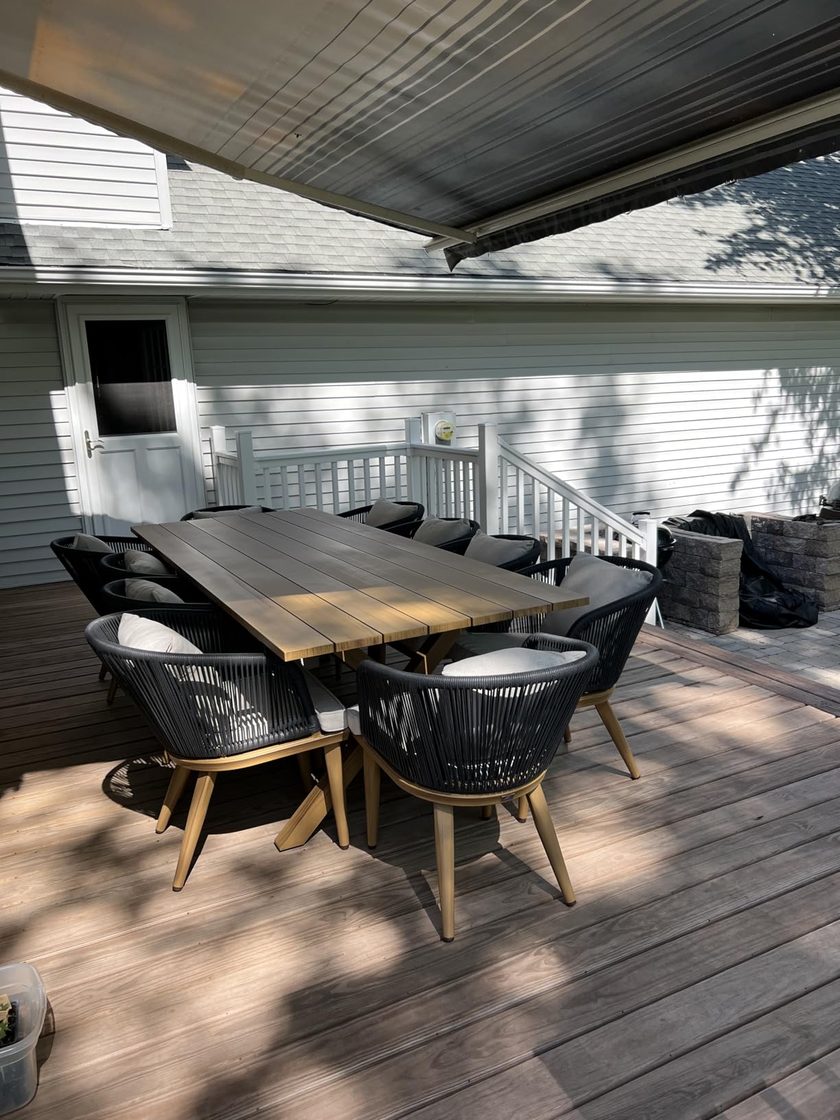 PURPLE LEAF 9 Pieces Patio Dining Set Teak-Finish Aluminum Table and Chairs customer photo 2