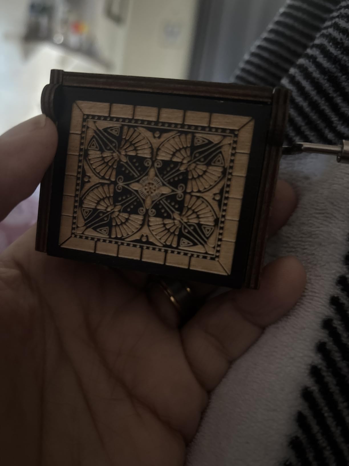 Can't Help Falling in Love Wood Music Box, Antique Engraved Music Boxes customer photo 2