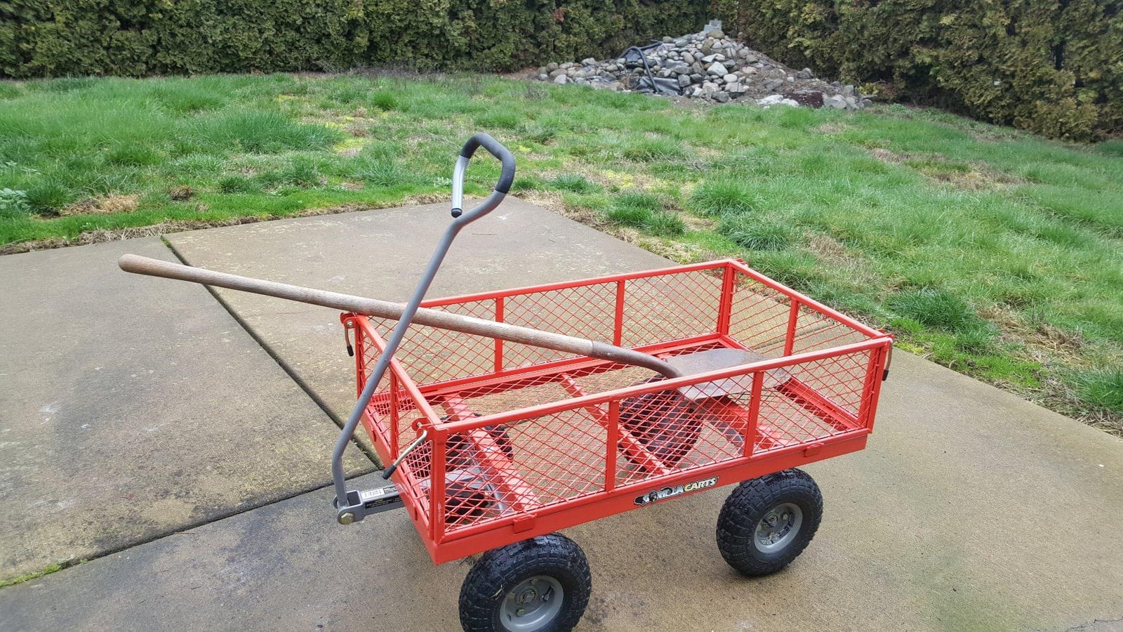 Gorilla Carts Steel Utility Cart, 800 lb Capacity, 4 Cu Ft., Black | 800-lb Capacity Steel Utility Cart for Homeowners and Contractors Hauling Firewood, Bricks and Yard Debris Daily customer photo 1