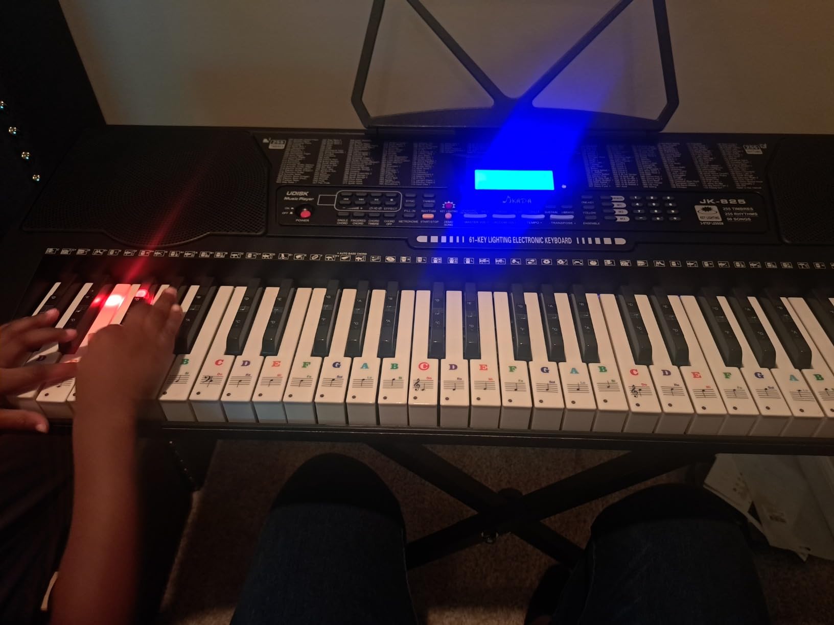 JIKADA 61 Key Portable Electronic Keyboard Piano, 3 Teaching Modes, Electric Keyboard Piano Set w/Lighted Keys, Stand, Stool, LCD Screen customer photo 1
