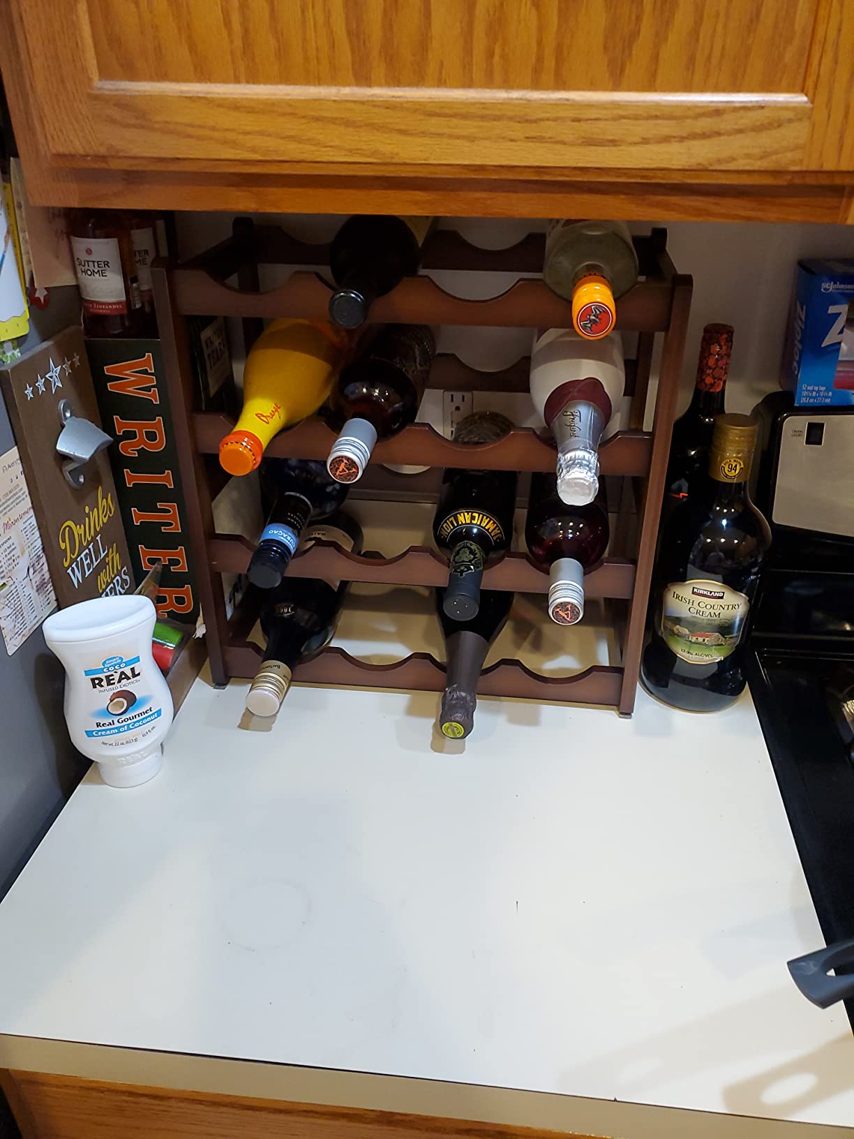 Bamboo Wine Rack, Sturdy and Durable Countertop Wine Storage Cabinet Shelf for Pantry - 4 Tiers 16 Bottle Wine Rack customer photo 2