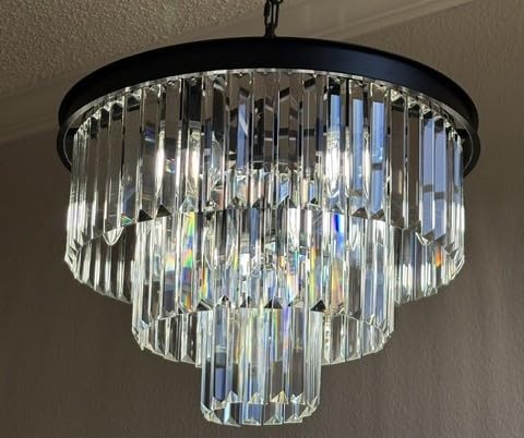 Weesalife Black Crystal Chandeliers for Dining Room,9-Lights D20 Inch customer photo 2