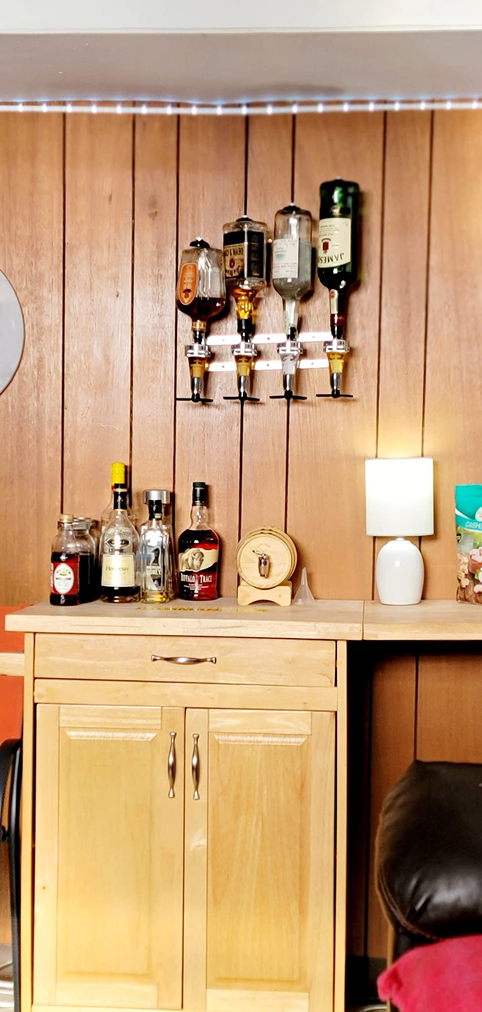 Wall-Mounted House Liquor Dispenser | Alcohol Station Cocktail Tap, Push-Release Valves, Home Bar, Man Cave | Easy Assemble (2 Bottle) customer photo 2