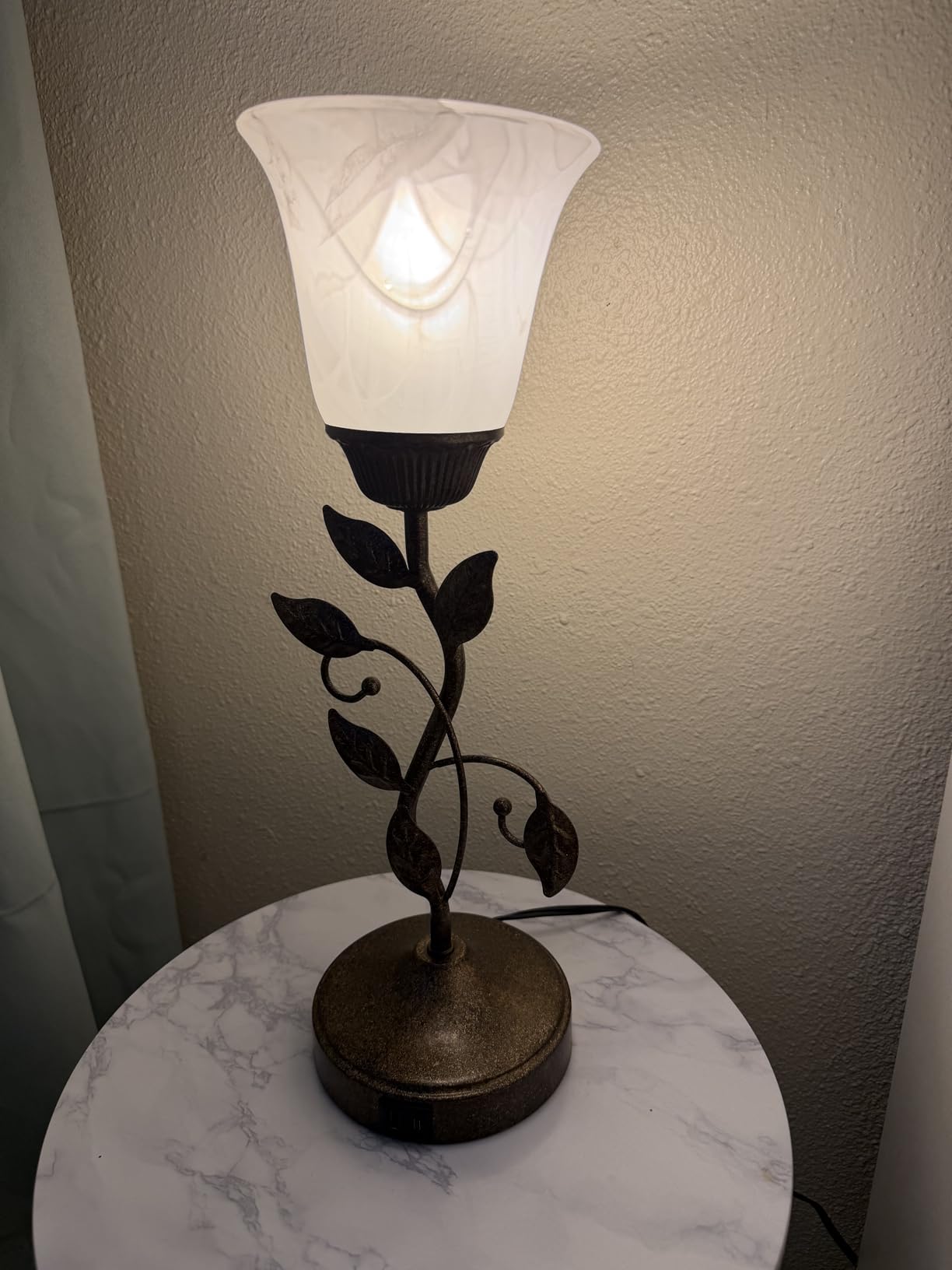 Touch Control Leaf Vintage Table Lamp with 3-Way Dimmable 2 USB C+A Ports customer photo 2
