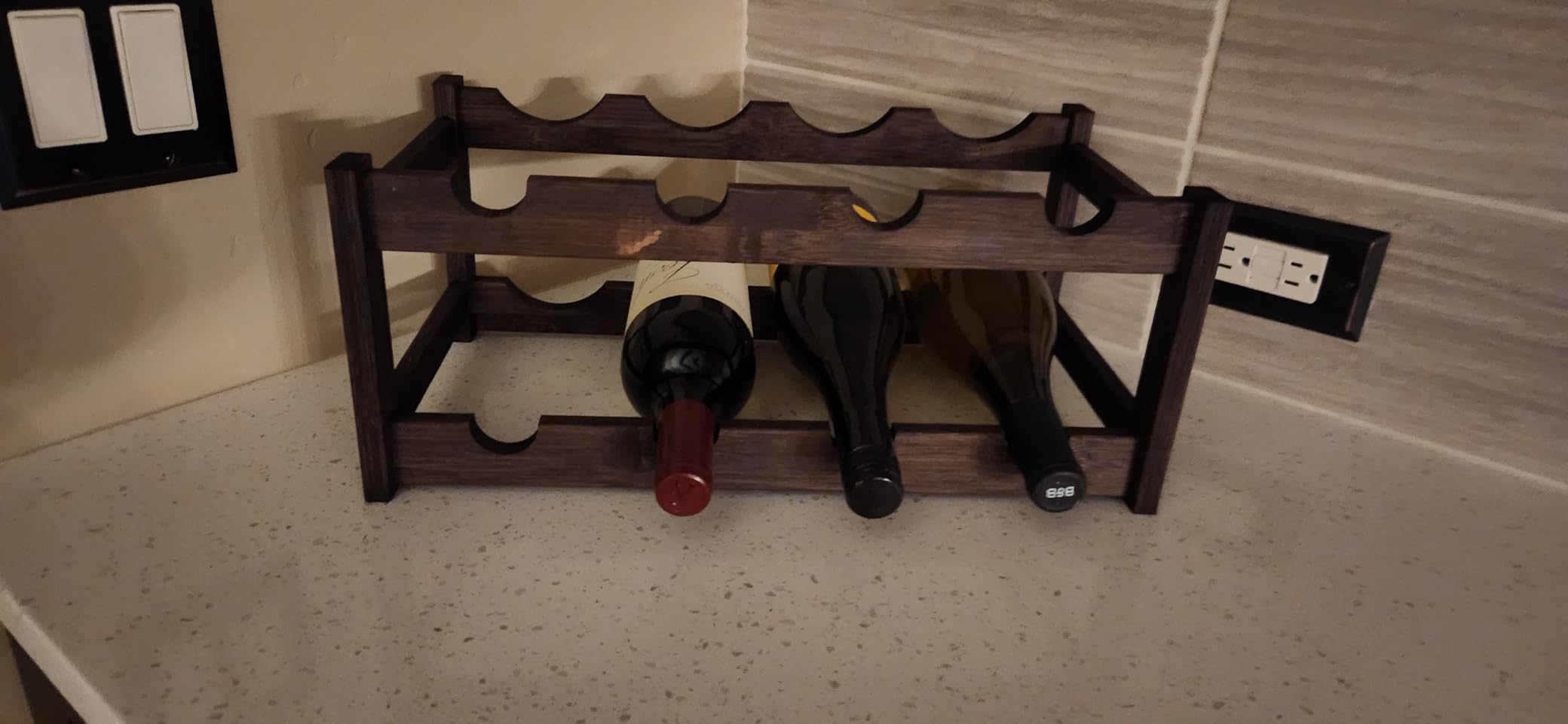 BAMEOS Wine Rack Freestanding 8 Bottle 2 Tier Bamboo Wine Racks Countertop Cabinet Wine Holder Wine Storage Shelf for Kitchen, Bar, Pantry, Wine Cellar, Basement, Countertop (16.85 L x 9.25W x 7H) customer photo 1