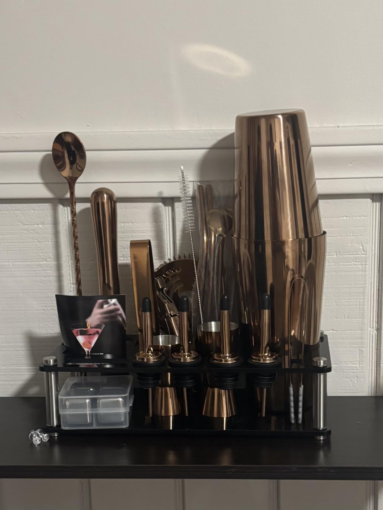 KINGROW Cocktail Shaker Set, 23 Piece Bartender Kit with Stand Silver customer photo 2