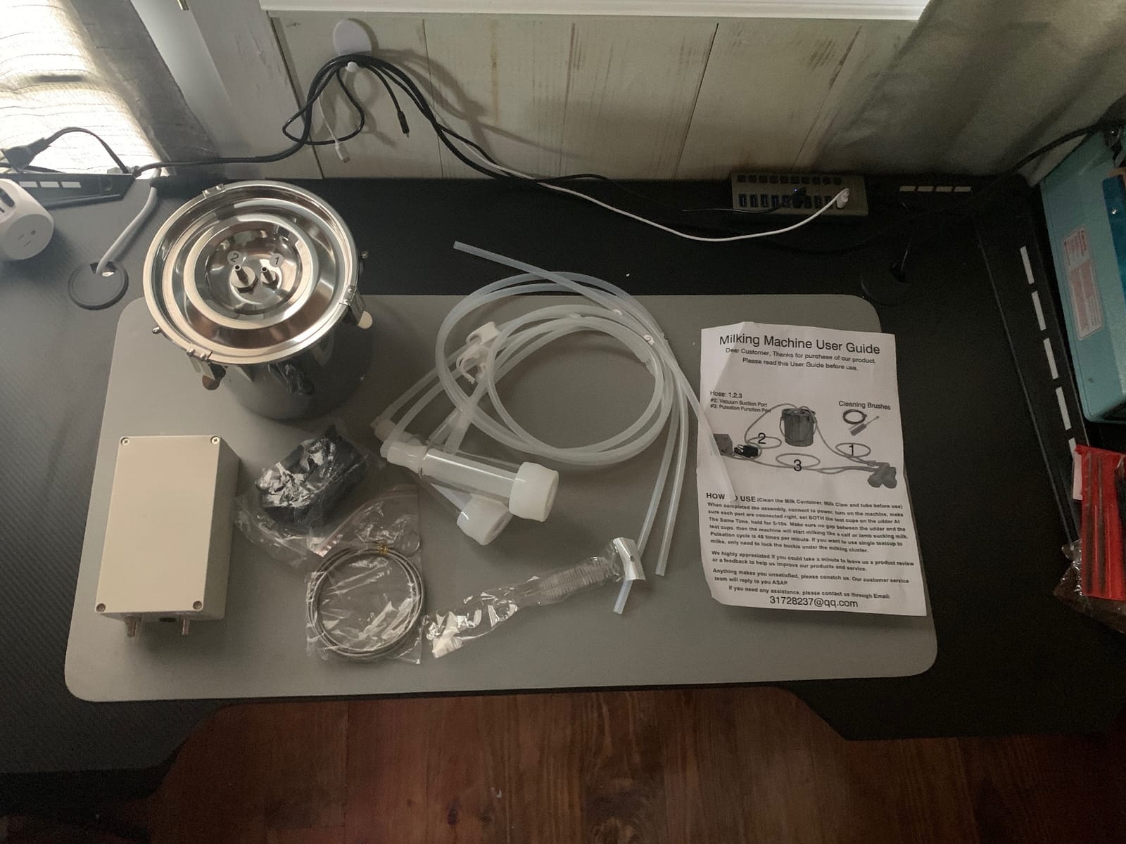 3L Goat Pulsation Vacuum Electric Milking Machine, Automatic Pulsation Breast Pump with 2 Teat Cups Stainless Steel Bucket for Goat customer photo 1