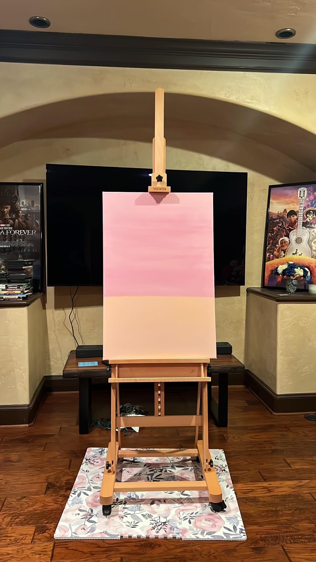 VISWIN Extended Large H-Frame Easel for Painting, Adjustable Beech Wood Artist Easel Stand with 4 Wheels & Storage Tray, Foldable Art Easel Floor for Adults, Hold Canvas up to 93