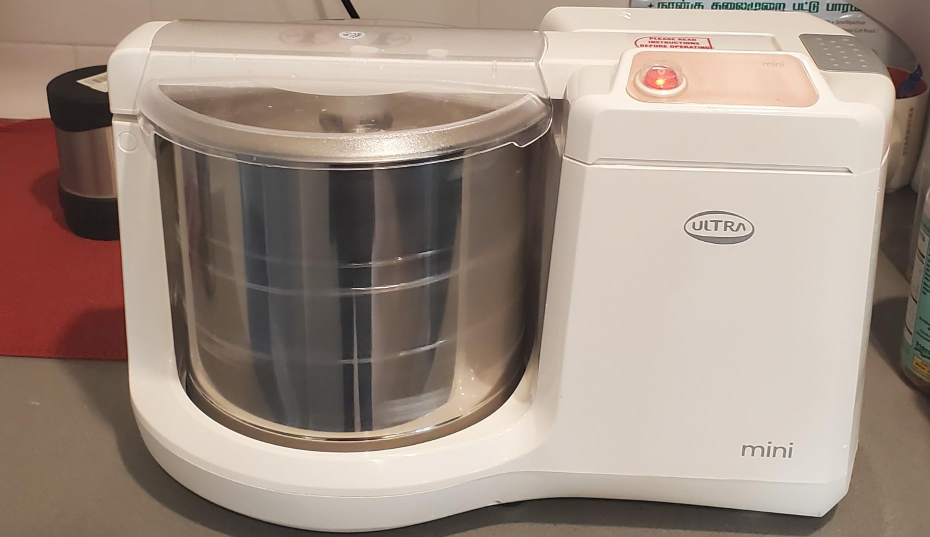 ULTRA Mini Table Top 1.25L Wet Grinder with Atta Kneader, 110-volt (New Model), white customer photo 1