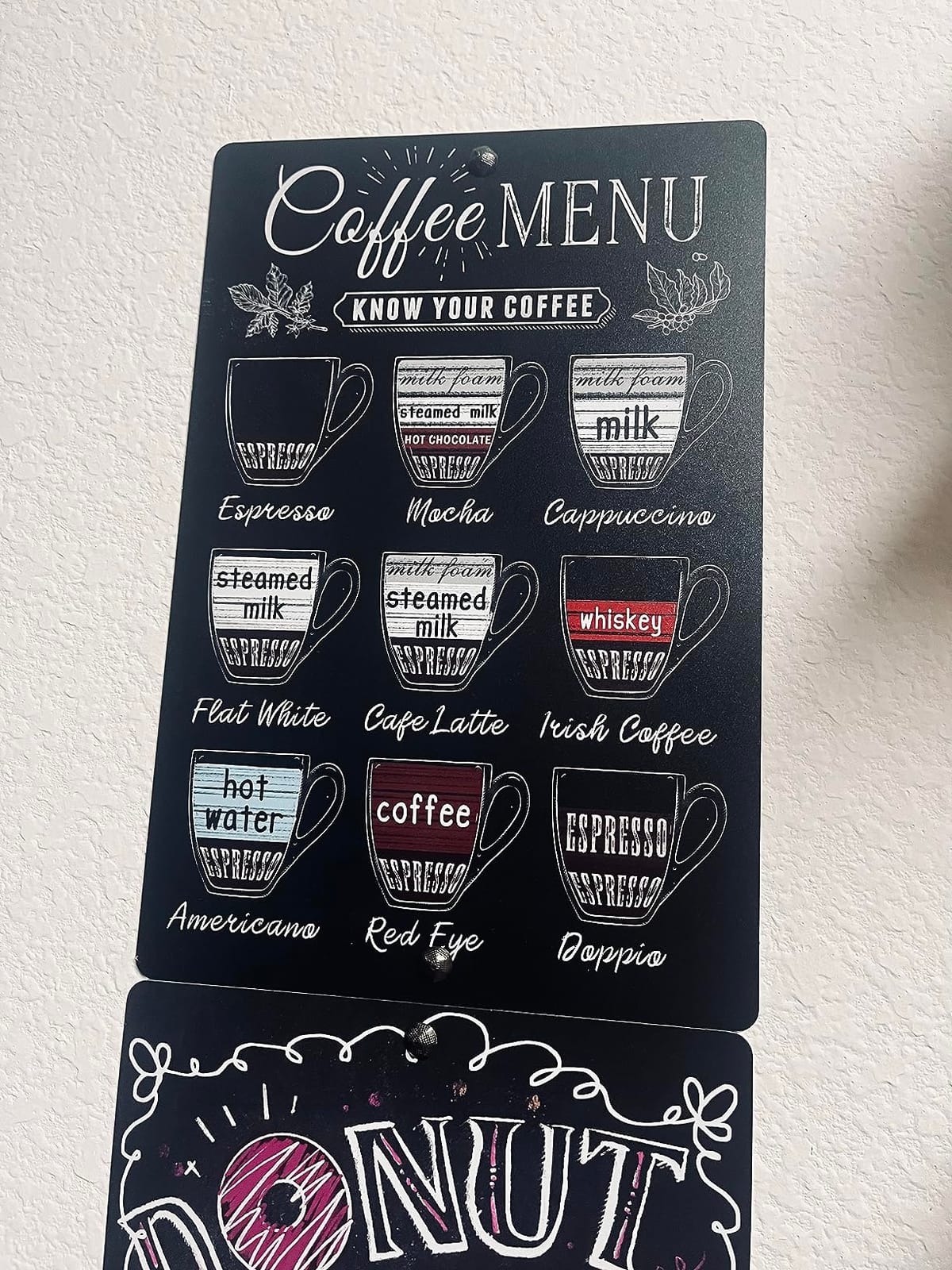 Putuo Vintage Coffee Menu Wall Decor, 12 x 8 Inches Aluminum Metal Sign for Bar, Restaurants, Cafes, Pubs, Office, Kitchen, Home Coffee Station customer photo 2