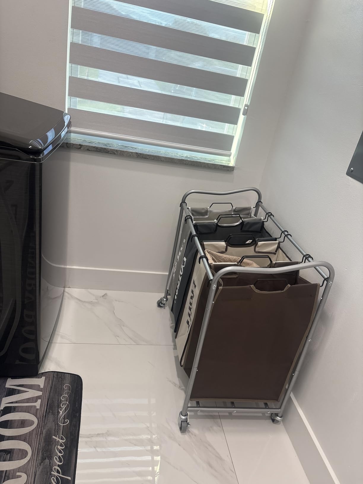 Simple Houseware 4-Bag Heavy Duty Laundry Sorter Rolling Cart, Dark Grey customer photo 2