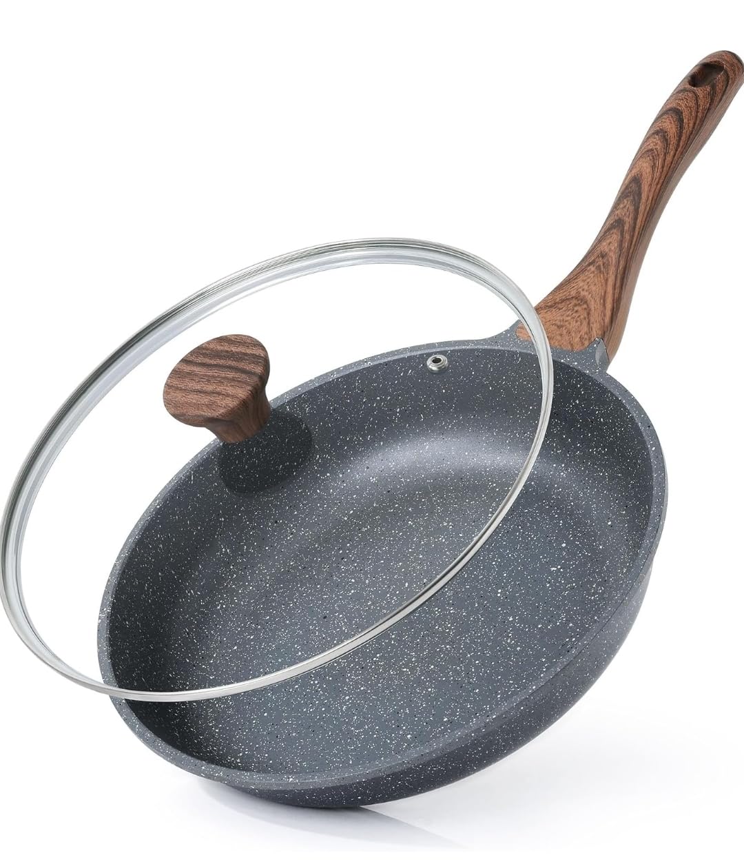SENSARTE Nonstick Frying Pan Skillet with Lid, Omelet Pan with Cover, Healthy Egg Pan Chef's Pan, Kitchen Cooking Pan, PFOA Free (8inch + Glass Lid) customer photo 1