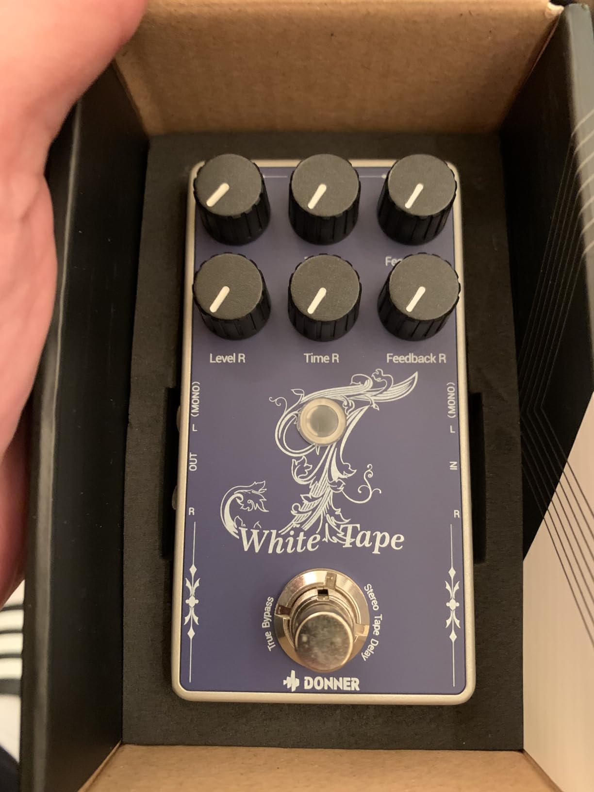 Donner White Tape Stereo Delay Pedal, Analog Delay with Echo Effect, True Bypass, 2 Independent Channels for Electric Guitar, Bass, Synth, Drum Machine customer photo 1