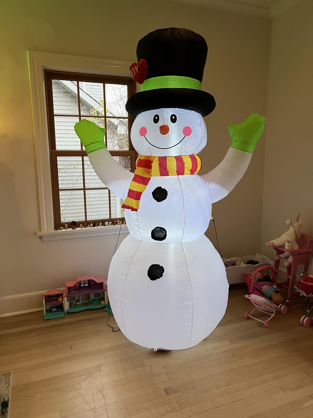 FunFanso 7 FT Christmas Inflatables Snowman Outdoor Decorations, Giant Blow up Snow Man Yard Decor Built-in Bright LED Light Wear Magic Hat, Weatherproof Holiday for Garden Patio Lawn Party Xmas Gifts customer photo 1