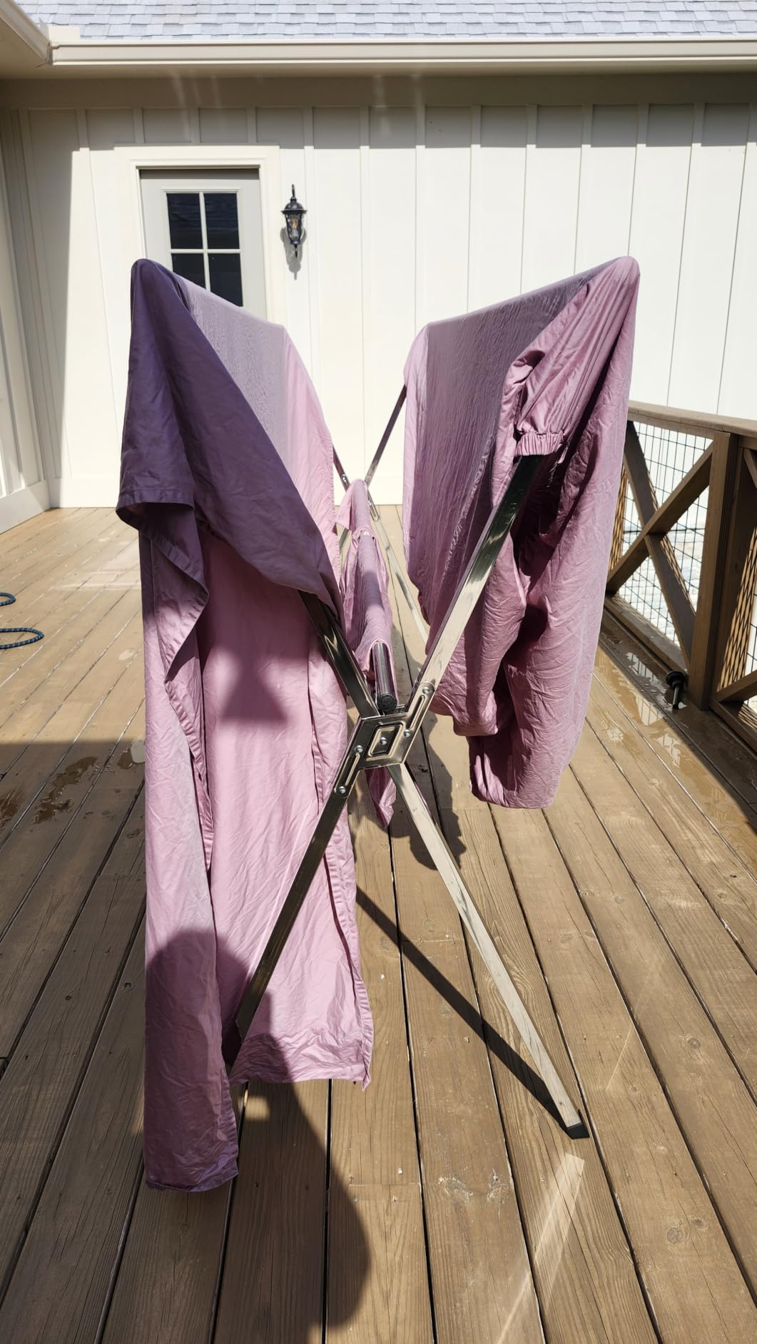 URYAN 95 Inches Clothes Drying Rack, Heavy Duty Stainless Steel Laundry Drying Rack Folding Indoor Outdoor, Portable Drying Rack Clothing, Blanket Rack Clothesline with 20 Windproof Hooks customer photo 2
