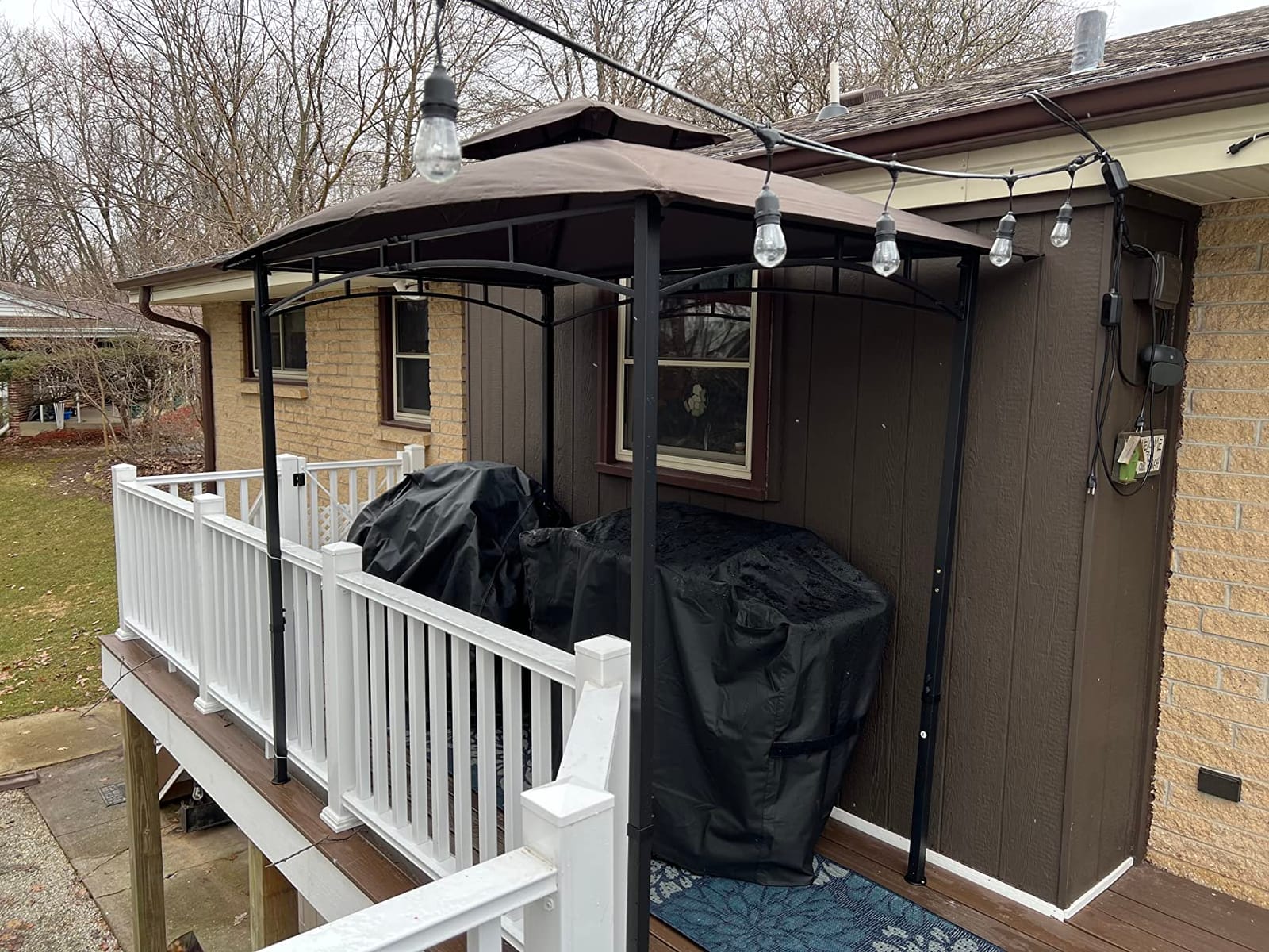 COOSHADE 8x5 Grill Gazebo BBQ Gazebo with LED Light, Gray customer photo 2