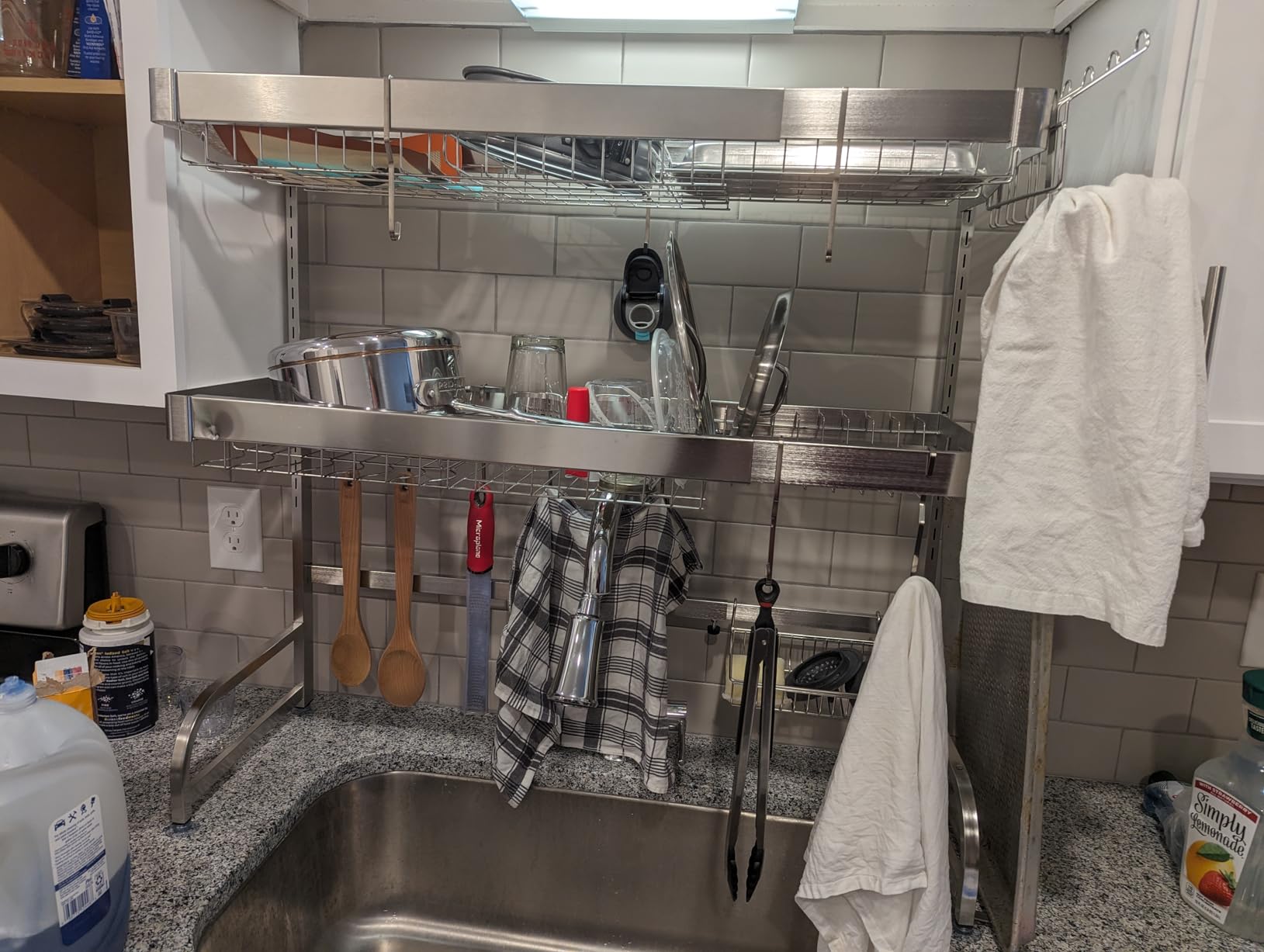 BOOSINY Over The Sink Dish Drying Rack, Extra Large Capacity Dish Drainer | 3 Tier Extra Large All Stainless Steel Expandable Plate Strainers, Rustproof Metal, Counter Space Saving, Modern Silver customer photo 2