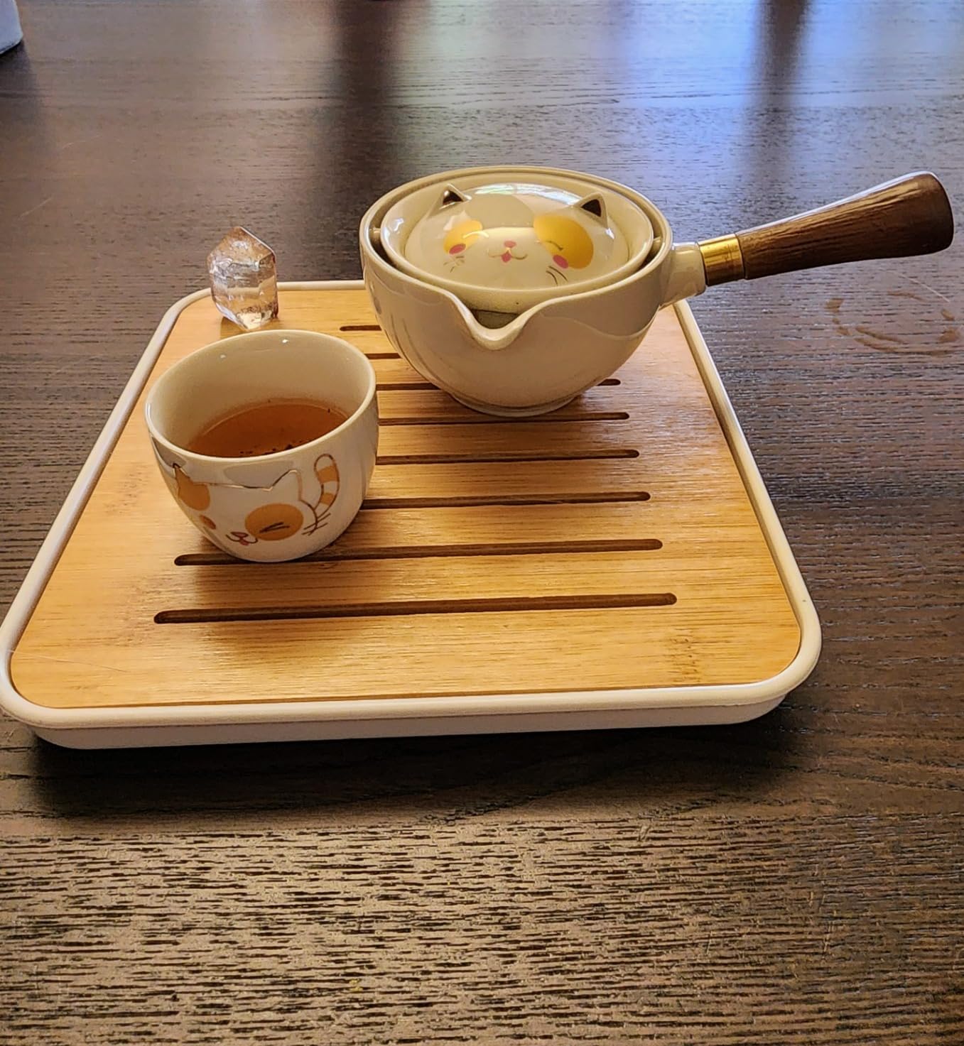 LURRIER Porcelain Chinese Gongfu Tea Set,Portable Teapot Set with 360 Rotation Tea maker and Infuser,Portable All in One Gift Bag for Travel,Home,Gifting,Outdoor and Office (Floral Blue) customer photo 1