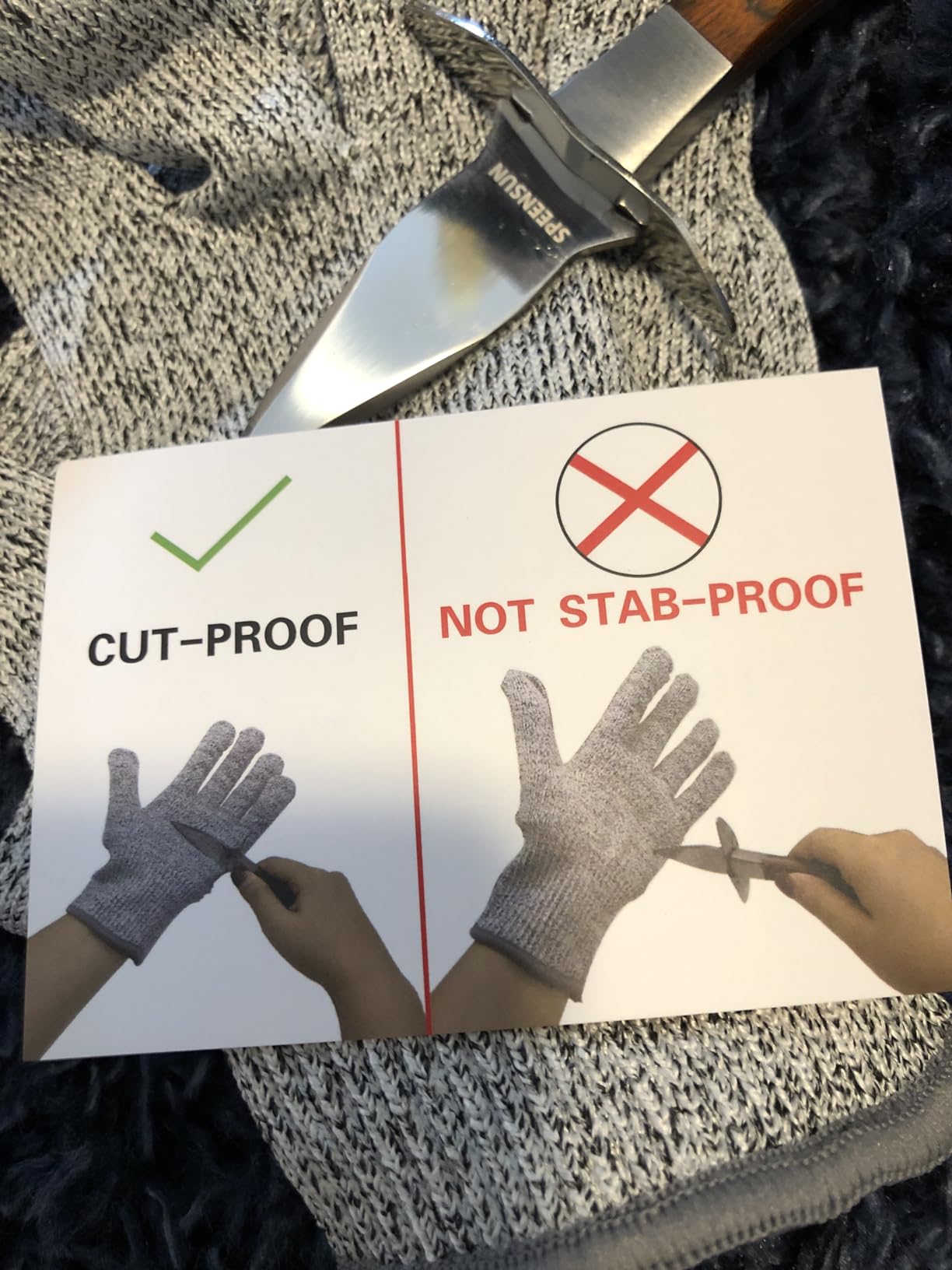 SPEENSUN Oyster Shucking Knife Set, Pakkawood Handle, Level 5 Gloves(L) customer photo 2