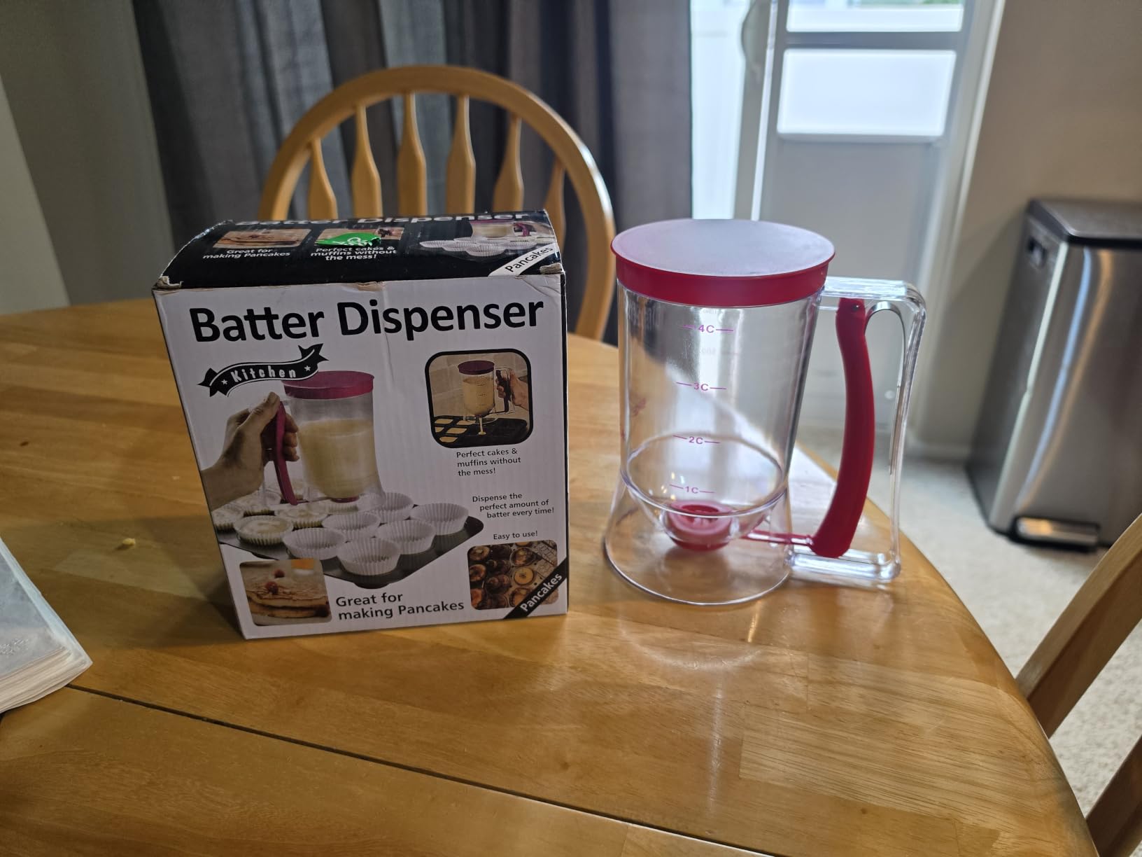 Batter separator Cupcakes Pancakes Cookie Cake Waffles Batter Dispenser cookie separator batter Cream Speratator Cup Measuring Baking Tools (red) customer photo 1