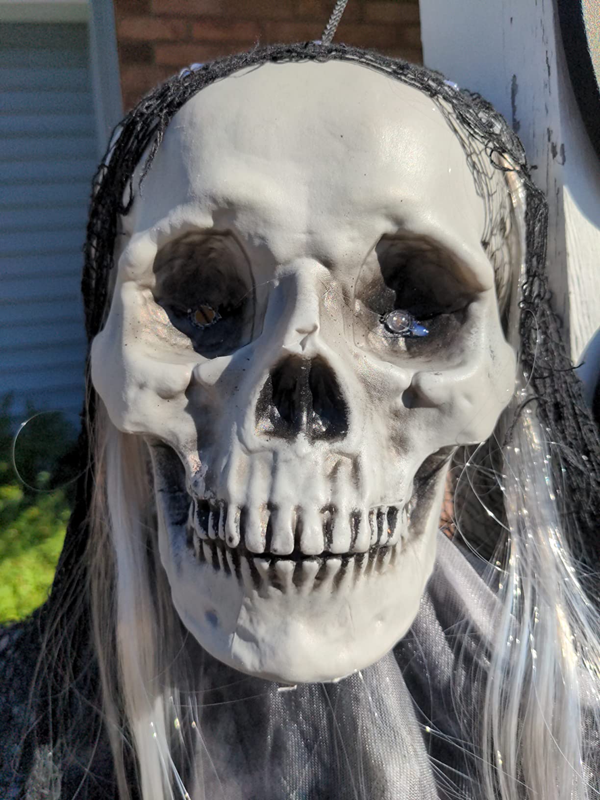 JOYIN Halloween Animated Hanging Grim Reaper Outdoor Decorations with Voice Control Glowing Eyes and Creepy Sound, Halloween Decoration for Haunted House Prop Graveyard Lawn Indoor Party Supplies customer photo 2