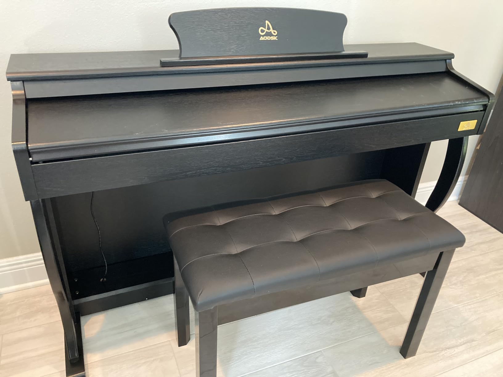 AODSK Wooden Duet Piano Bench with Padded Cushion and Storage Compartment for Music Books 29.13''x12.99''x18.11''(Black) (Duet Piano Bench) customer photo 1