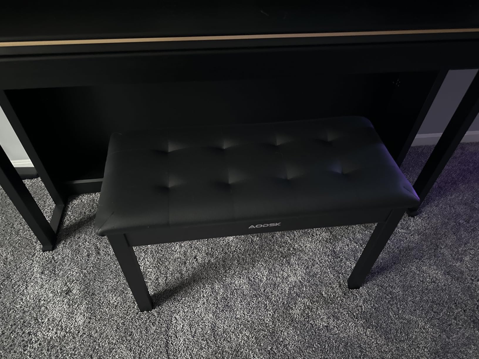 AODSK Wooden Duet Piano Bench with Padded Cushion and Storage Compartment for Music Books 29.13''x12.99''x18.11''(Black) (Duet Piano Bench) customer photo 2