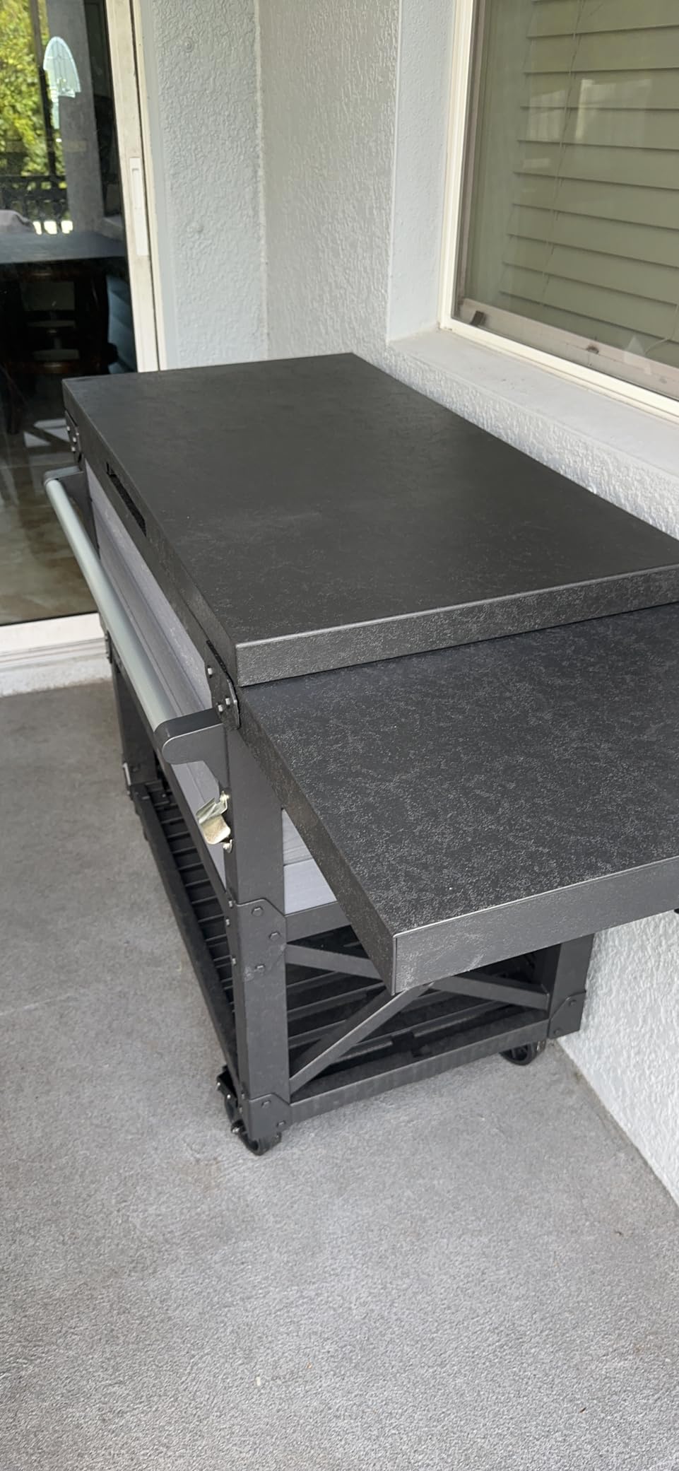 Keter 89.8 Qt Portable Outdoor Patio Cooling Chest, Graphite | Cooler Chest Beverage Party Bar Cart Table with Swivel Wheels, Shelves, and Bottle Opener customer photo 1