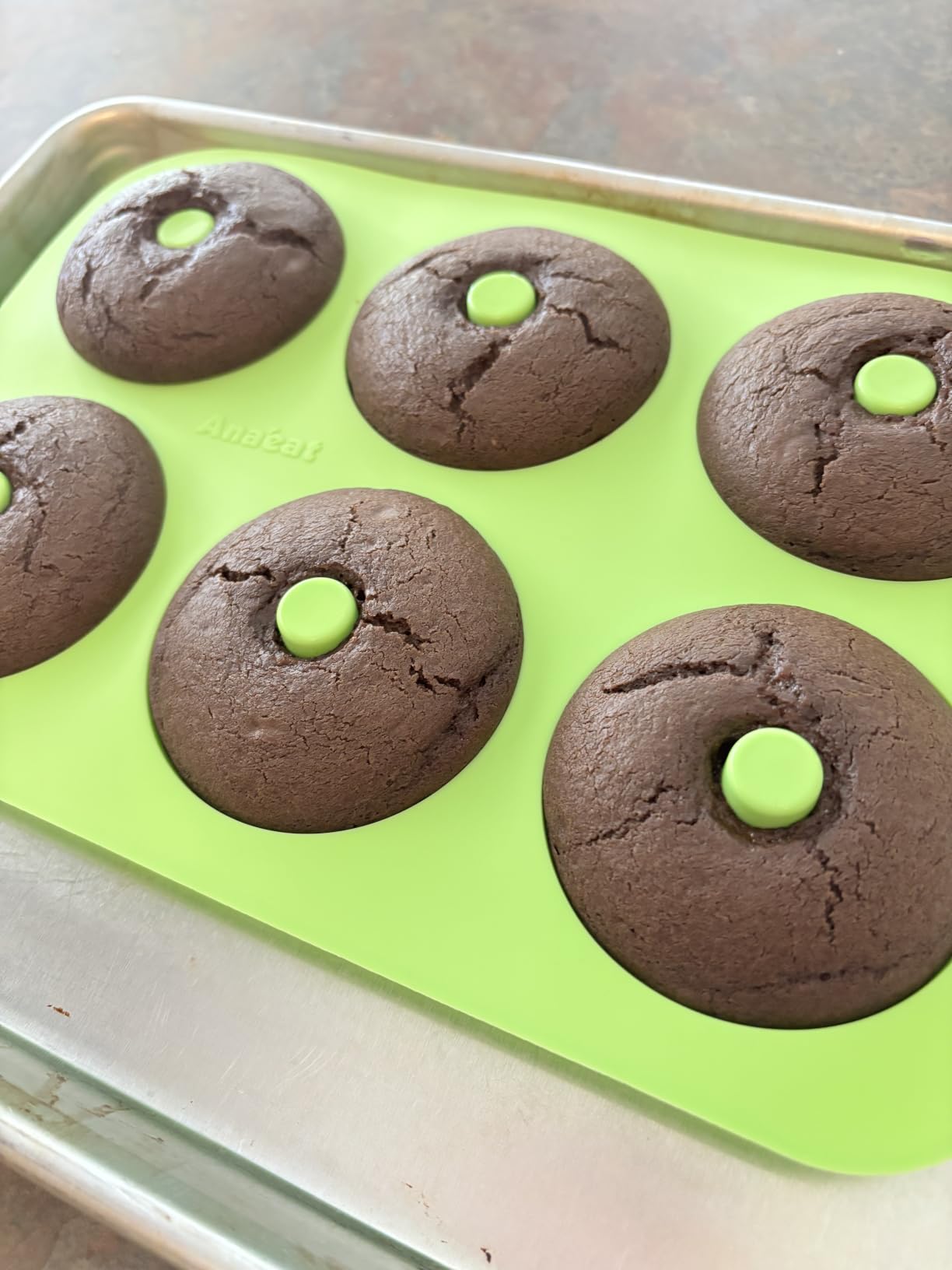 Anaeat 3 Pack Donut Pan Silicone Baking Mold, Just Pop Out! Non-Stick Doughnuts Baking Pans BPA Free for 6 Full-Size Donuts, Muffin, Cake Biscuit Bagels - Oven & Dishwasher Safe (Multicolor) customer photo 1