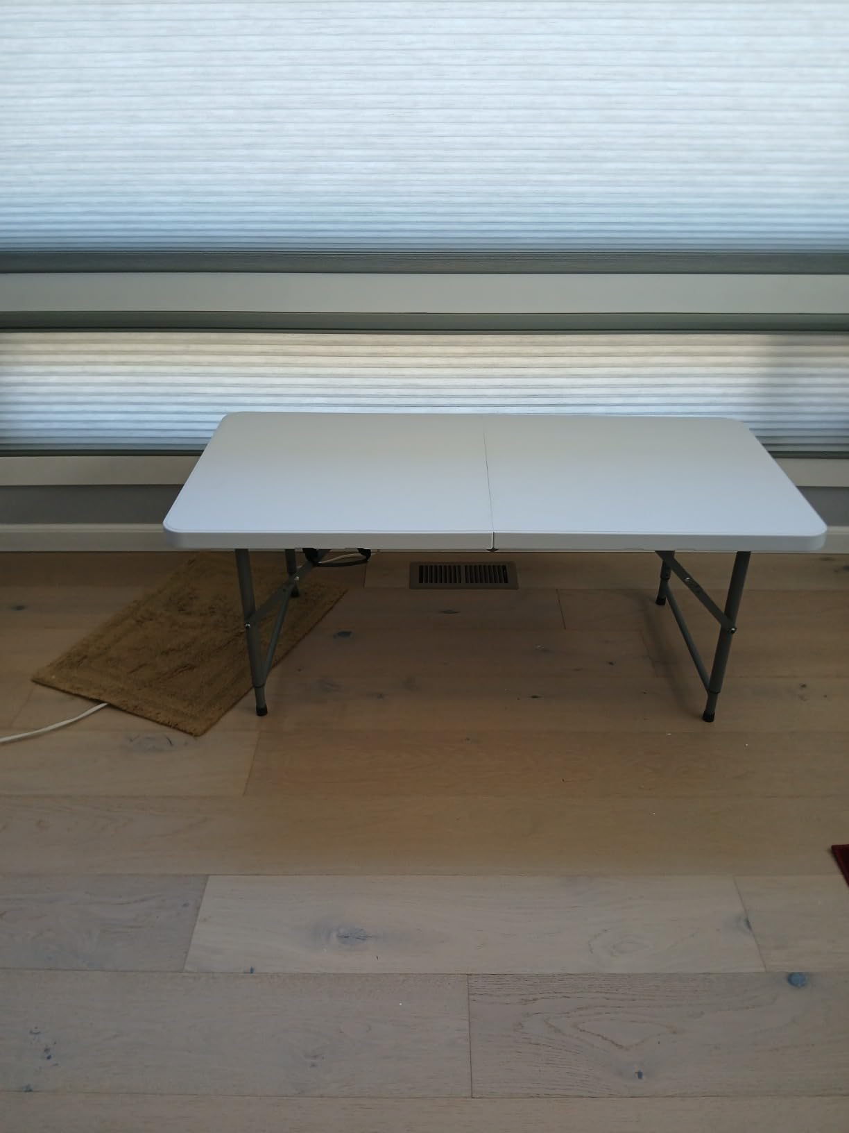VINGLI 4 FT Plastic Folding Camping Table,3-Level Adjustable Height, Portable in/Outdoor Party Picnic Dining Desk, Garden Soccer Multipurpose Entertaining Activities,White customer photo 2