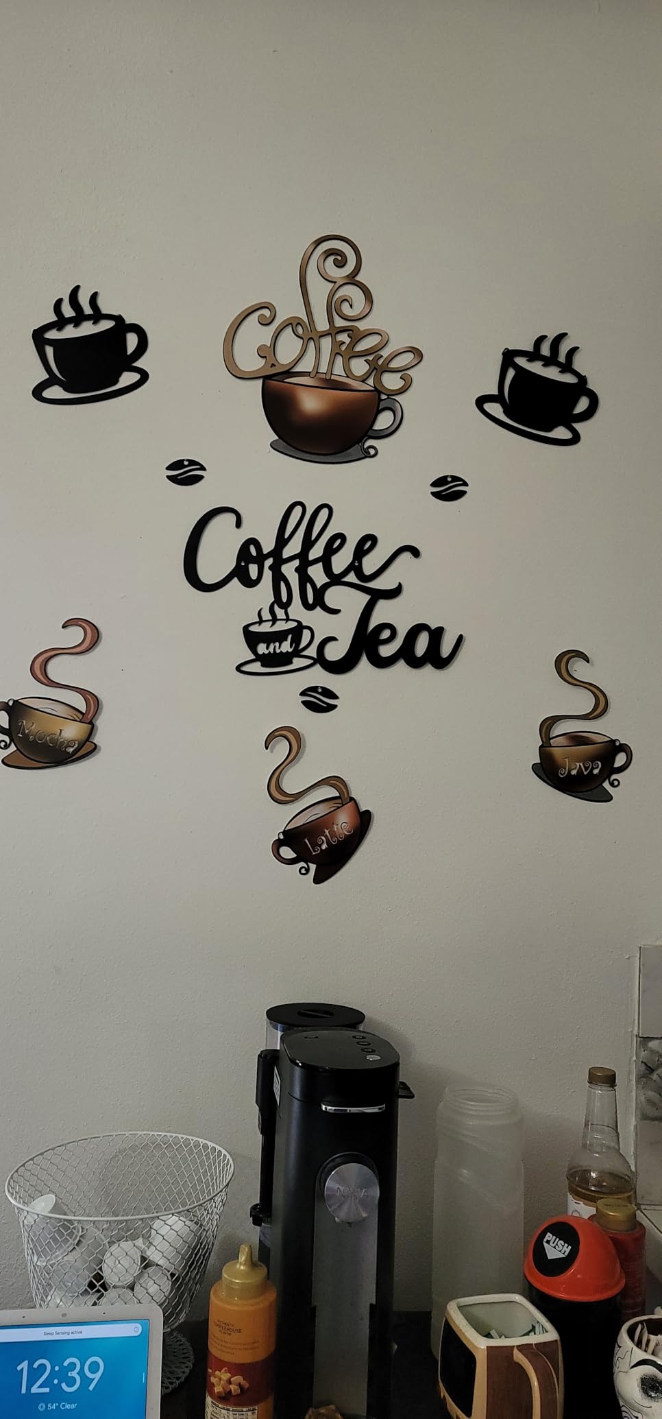 Hotop 4 Pcss Metal Coffee Cup Wall Art Decor Coffee Decor, Brown customer photo 2