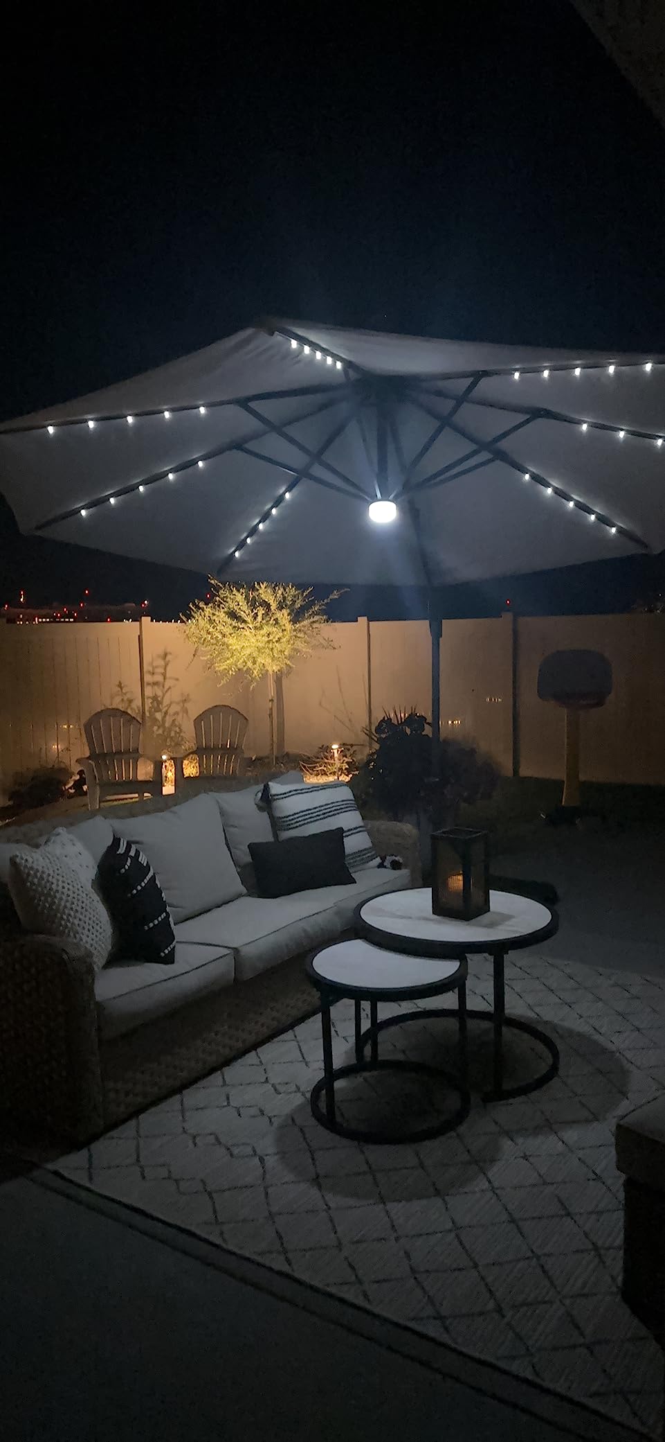 Best Choice Products 10ft Solar LED Cantilever Patio Umbrella, 360-Degree Rotation Hanging Offset Market Outdoor Sun Shade for Backyard, Deck, Poolside w/Lights, Easy Tilt, Cross Base - Navy Blue customer photo 1