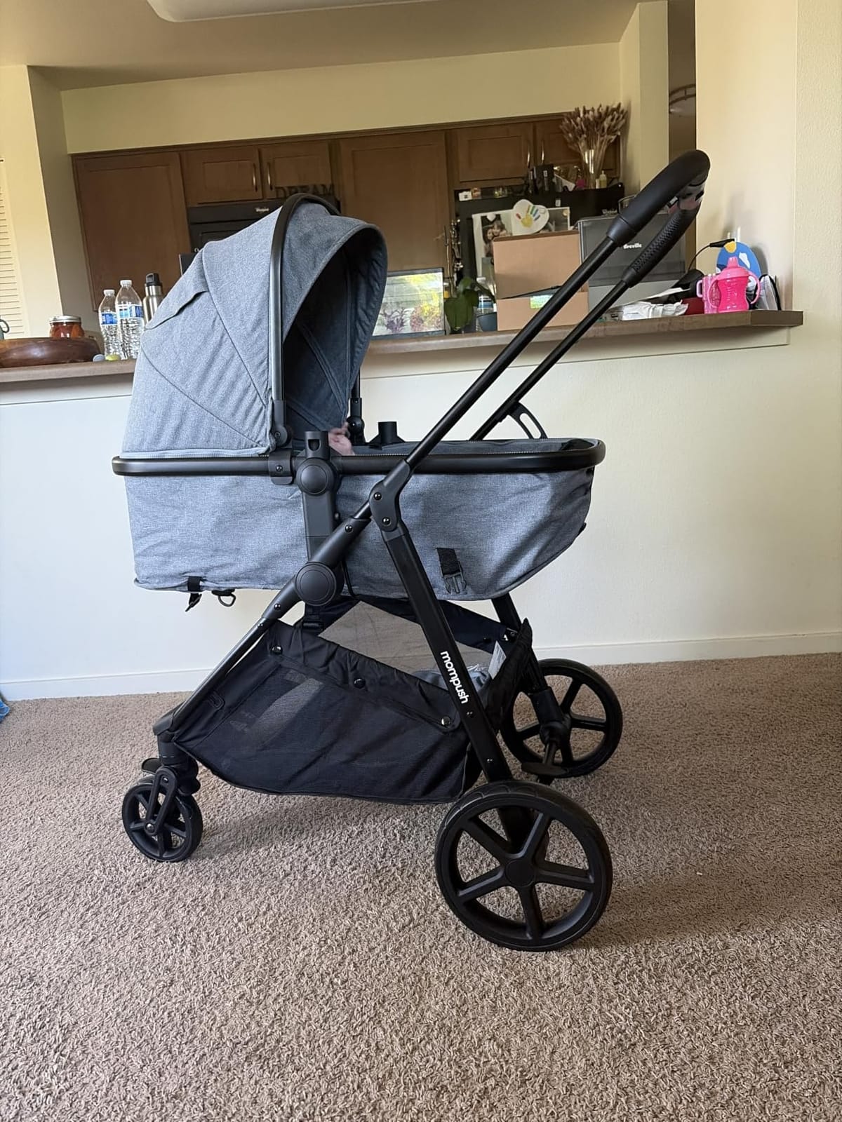 Mompush Wiz 2-in-1 Bassinet Stroller Reversible Seat, One-Hand Fold, Khaki customer photo 2