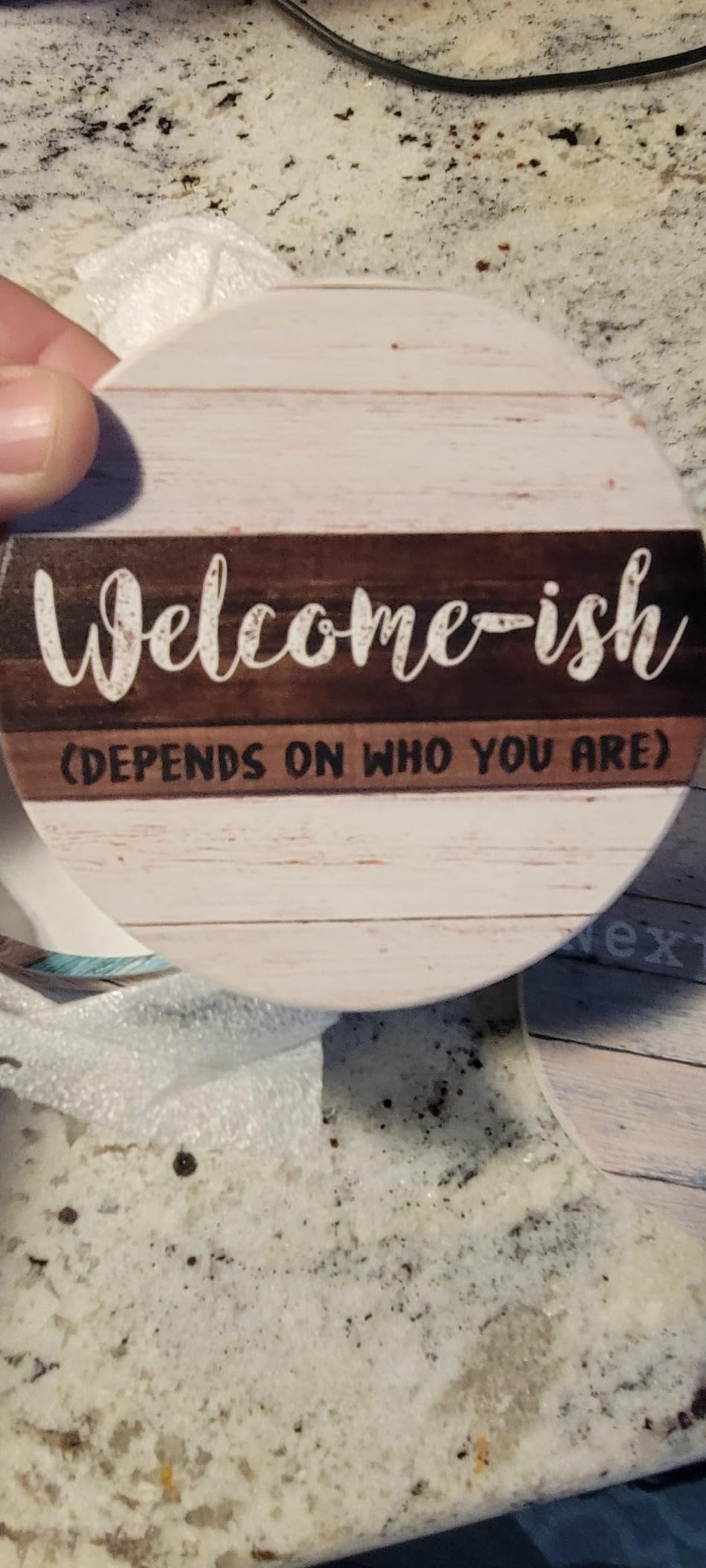Funny Coasters - House Warming Gifts New Home - Housewarming Gifts for Women, Men, Couple, New Homeowner - Farmhouse Bar Coasters for Drinks with Holder - First Apartment Essentials customer photo 2