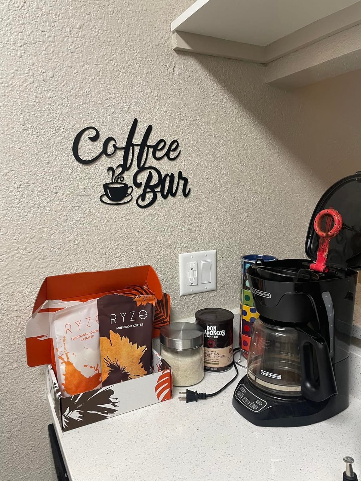 Shimeyao Coffee Bar Sign Metal Wall Decor, Black Wall Art Coffee Bar customer photo 1