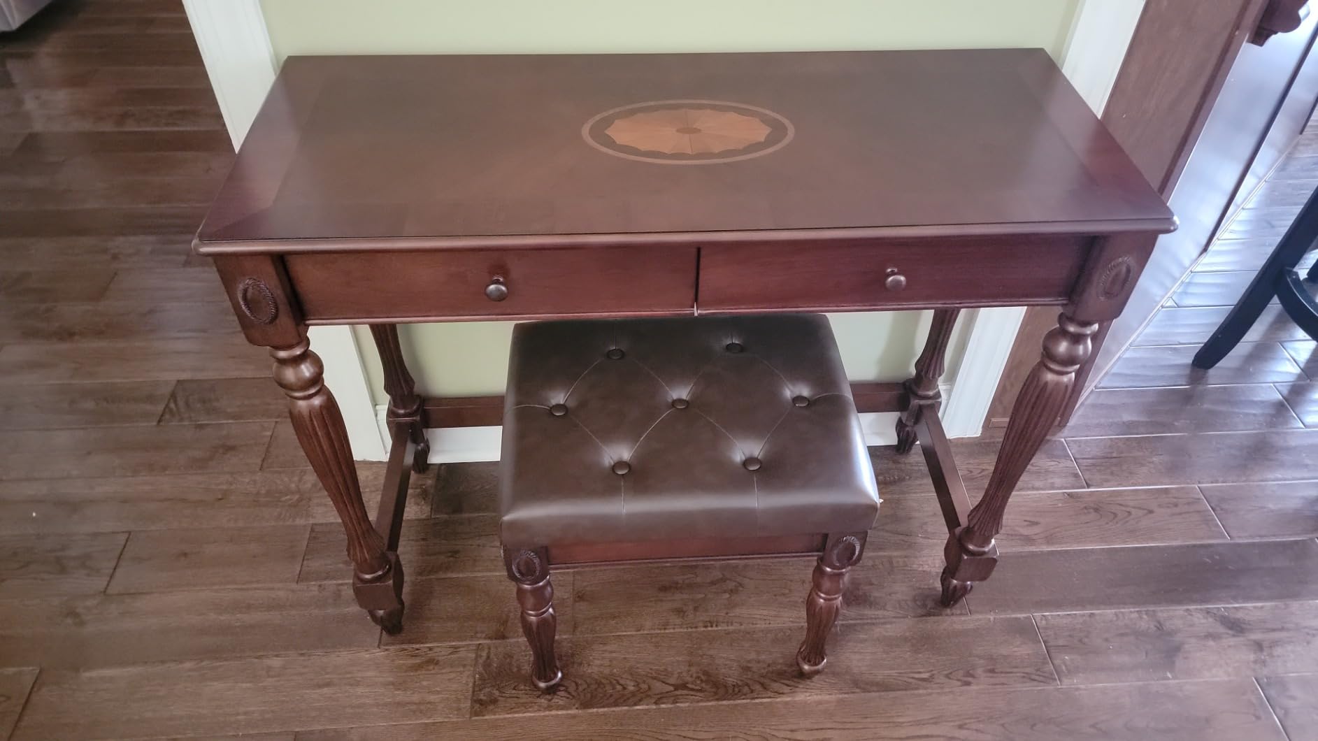 LEEMTORIG Vintage Solid Wood Writing Desk with Drawers, 46
