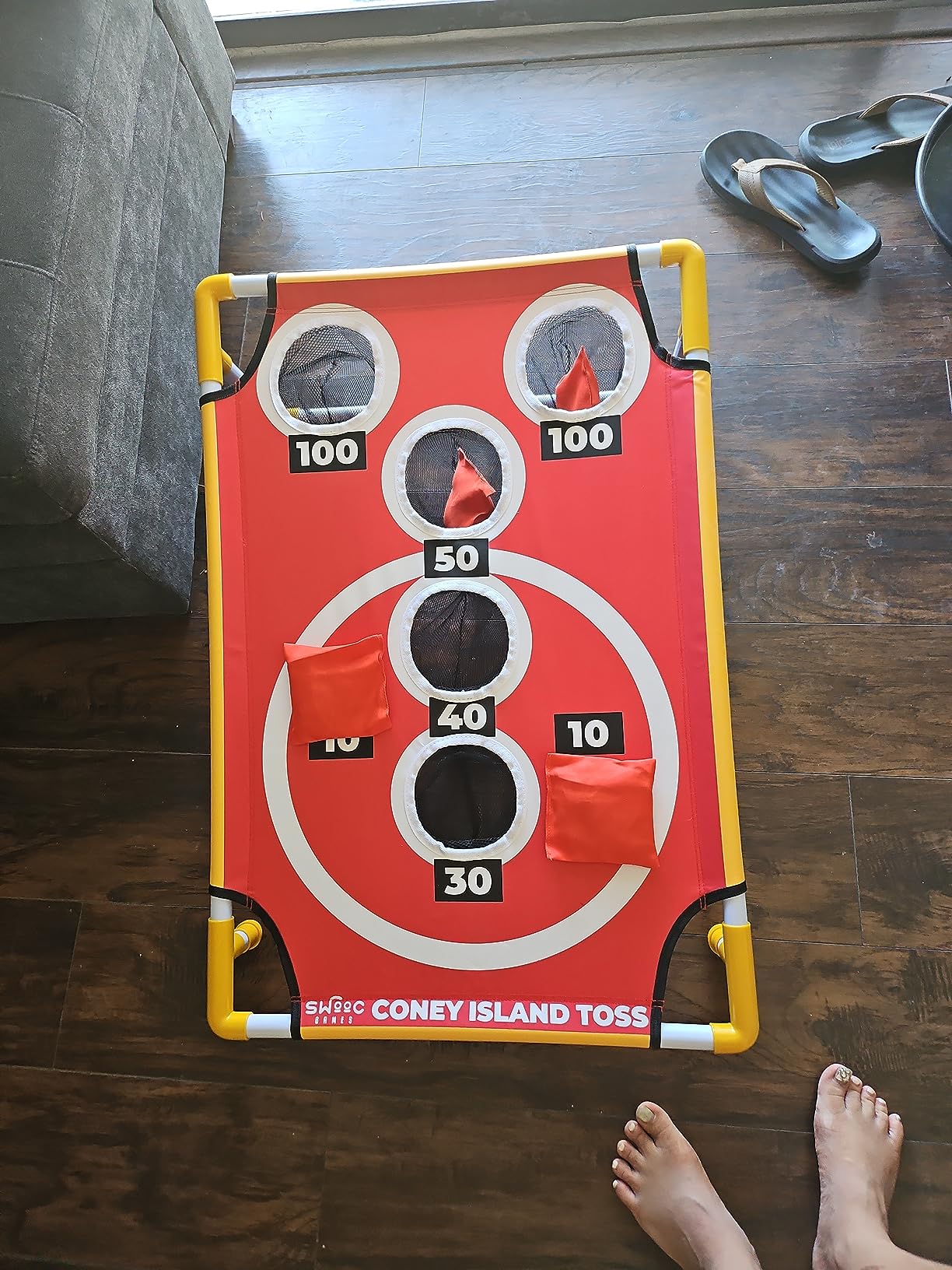 Swooc Games - Coney Island Toss™ - Arcade Style Cornhole Board Set w/Carrying Case & 15+ Games - Corn Hole Games for Adults - Kids Bean Bag Toss Game - Kids Cornhole Set w/Bags - Outdoor Yard Games customer photo 1