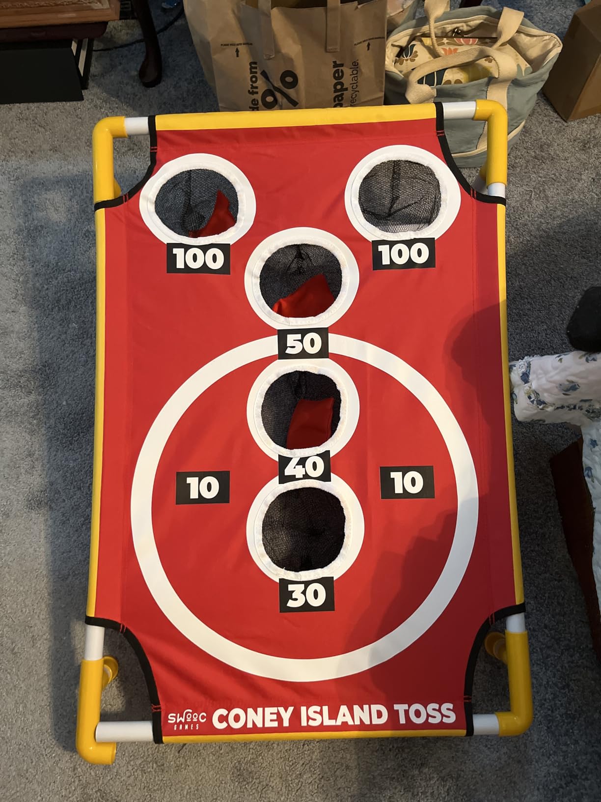 Swooc Games - Coney Island Toss™ - Arcade Style Cornhole Board Set w/Carrying Case & 15+ Games - Corn Hole Games for Adults - Kids Bean Bag Toss Game - Kids Cornhole Set w/Bags - Outdoor Yard Games customer photo 2