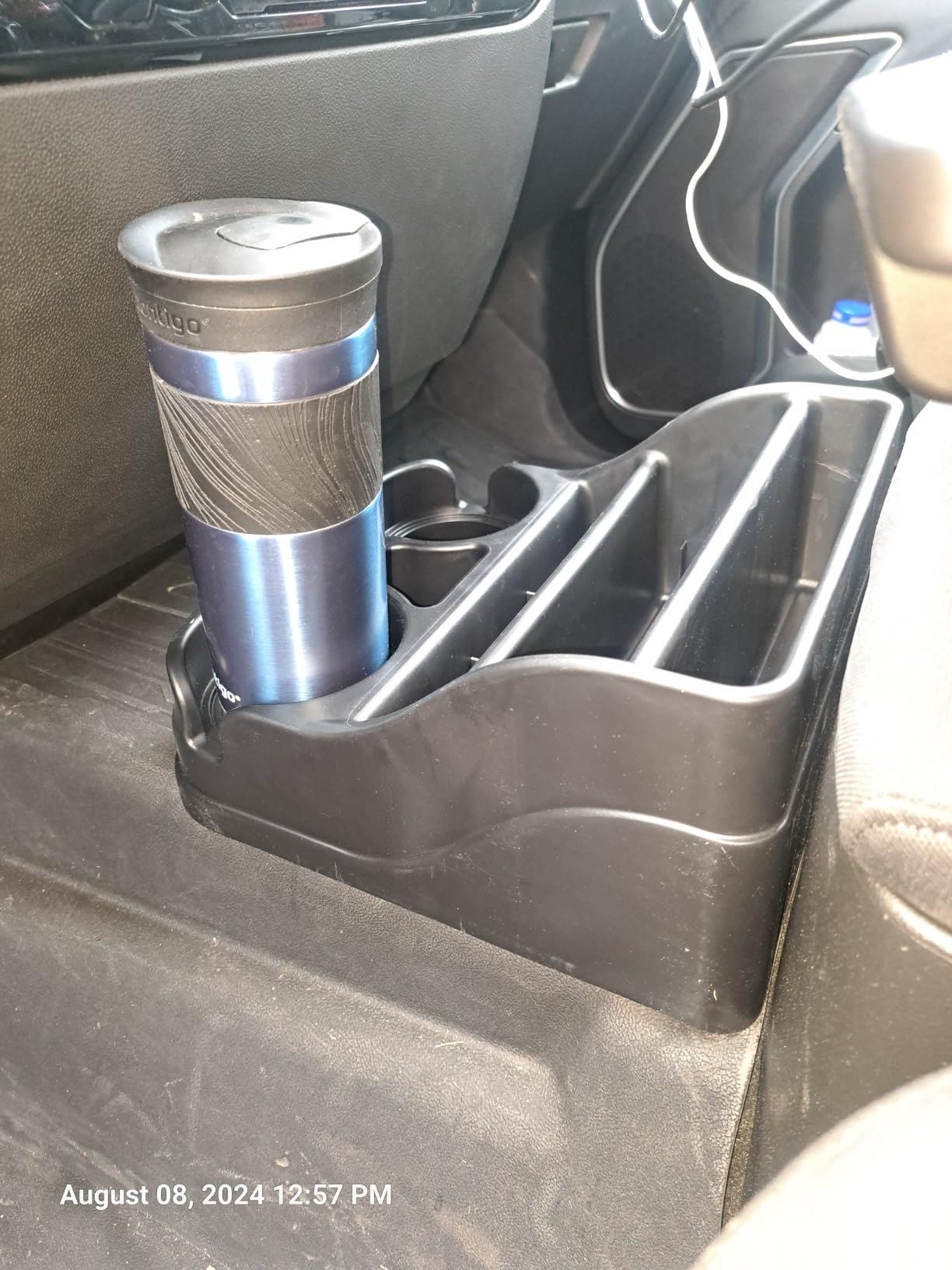 Moblorg Small Center Console for Cars, Trucks, Minivans, SUVs, Vehicle Organizer, Cup Holders, Recycled Plastic, Made in USA (Black) customer photo 2