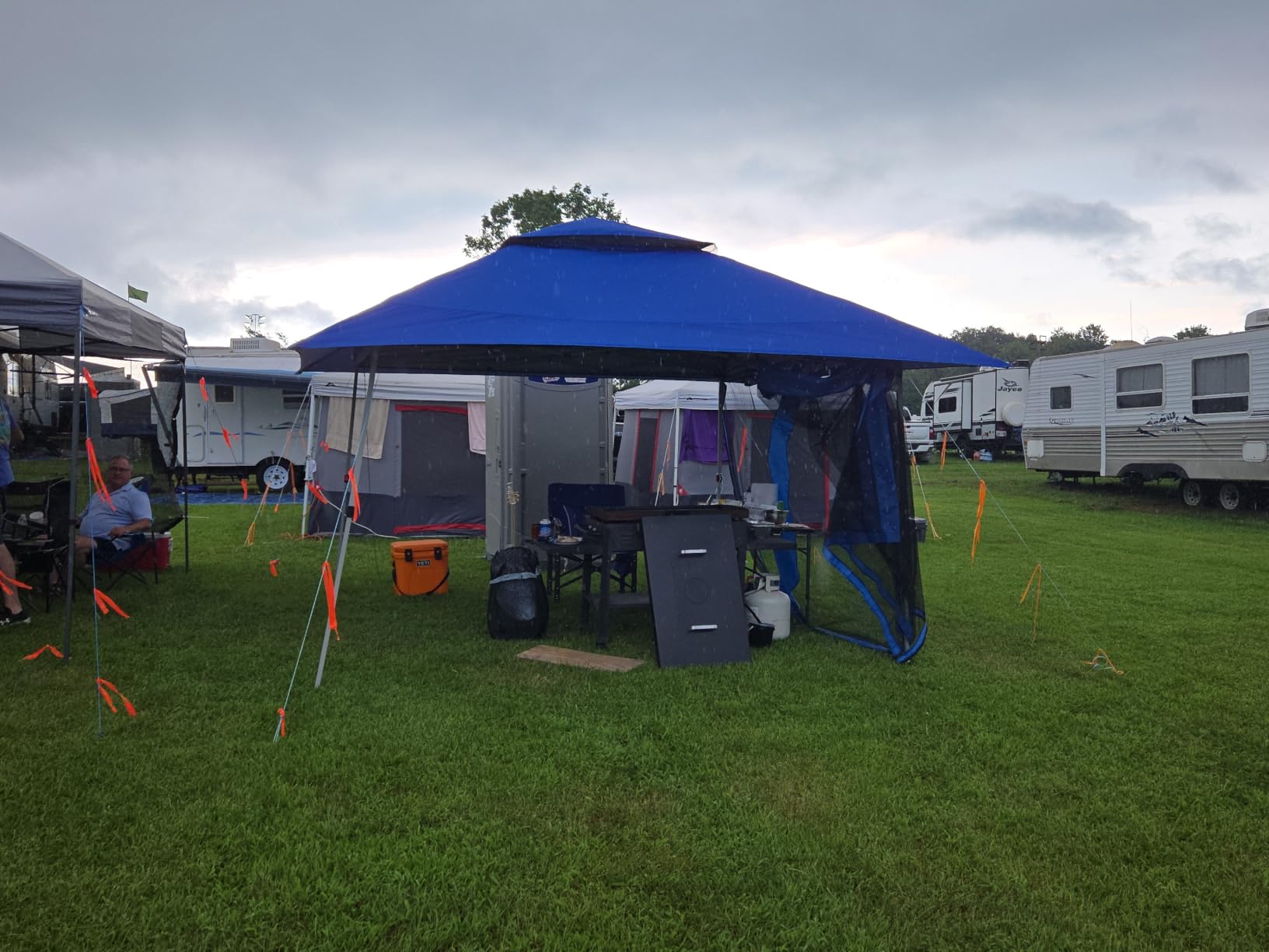 CROWN SHADES Gazebo 10x10 Pop Up Canopy with Mosquito Netting, Beige customer photo 2