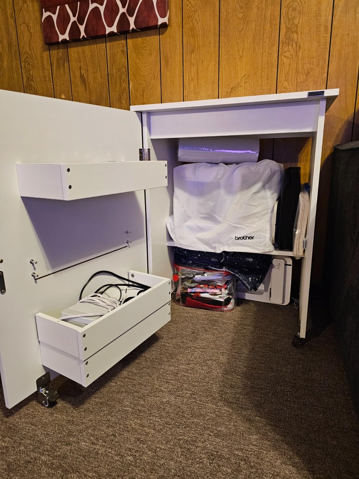 VIVOHOME Folding Sewing Table for Sewing Machine, Sewing Desk with Storage customer photo 1
